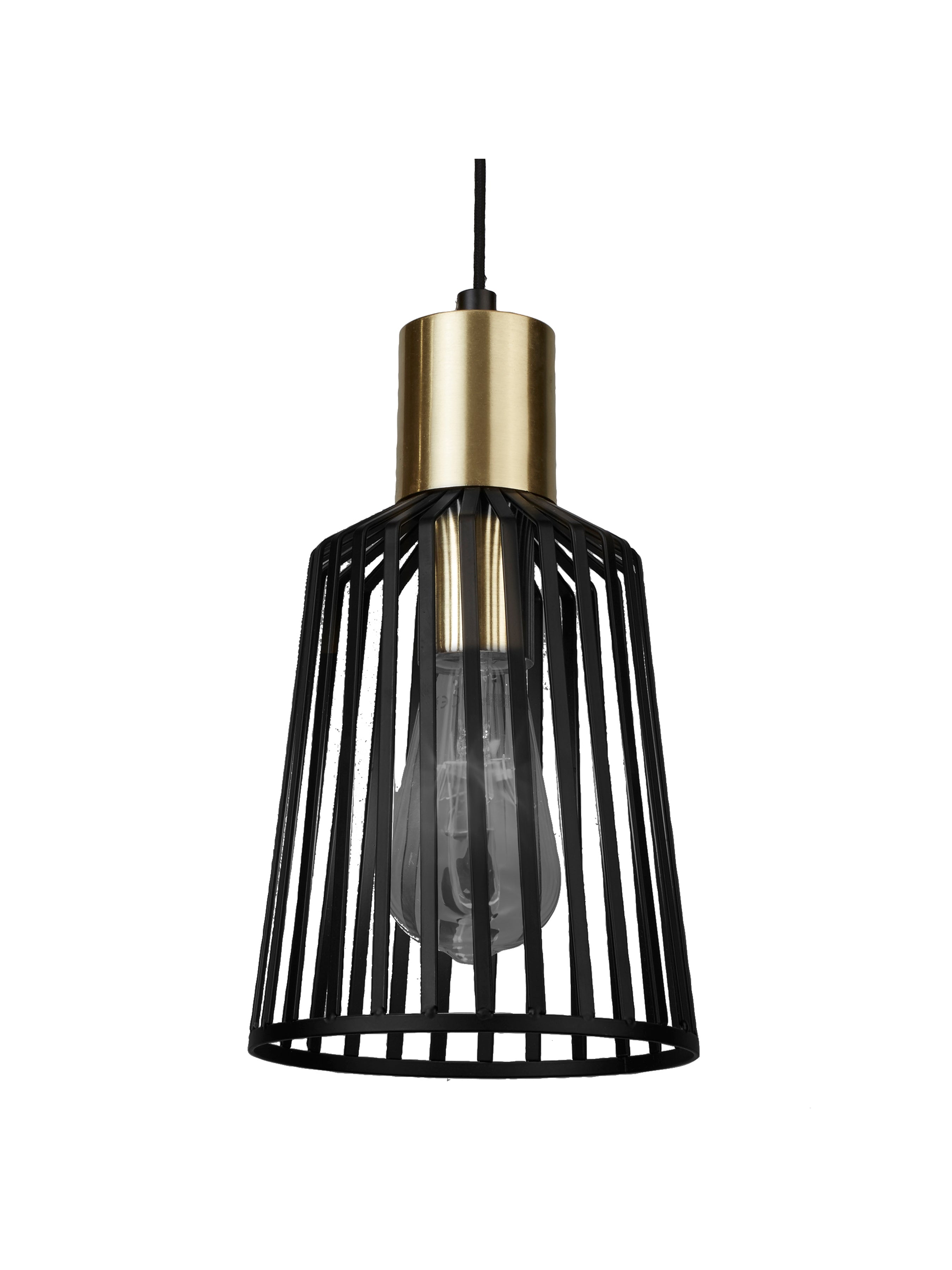 Searchlight Bedford Medium Ceiling Pendant - Black & Satin Brass