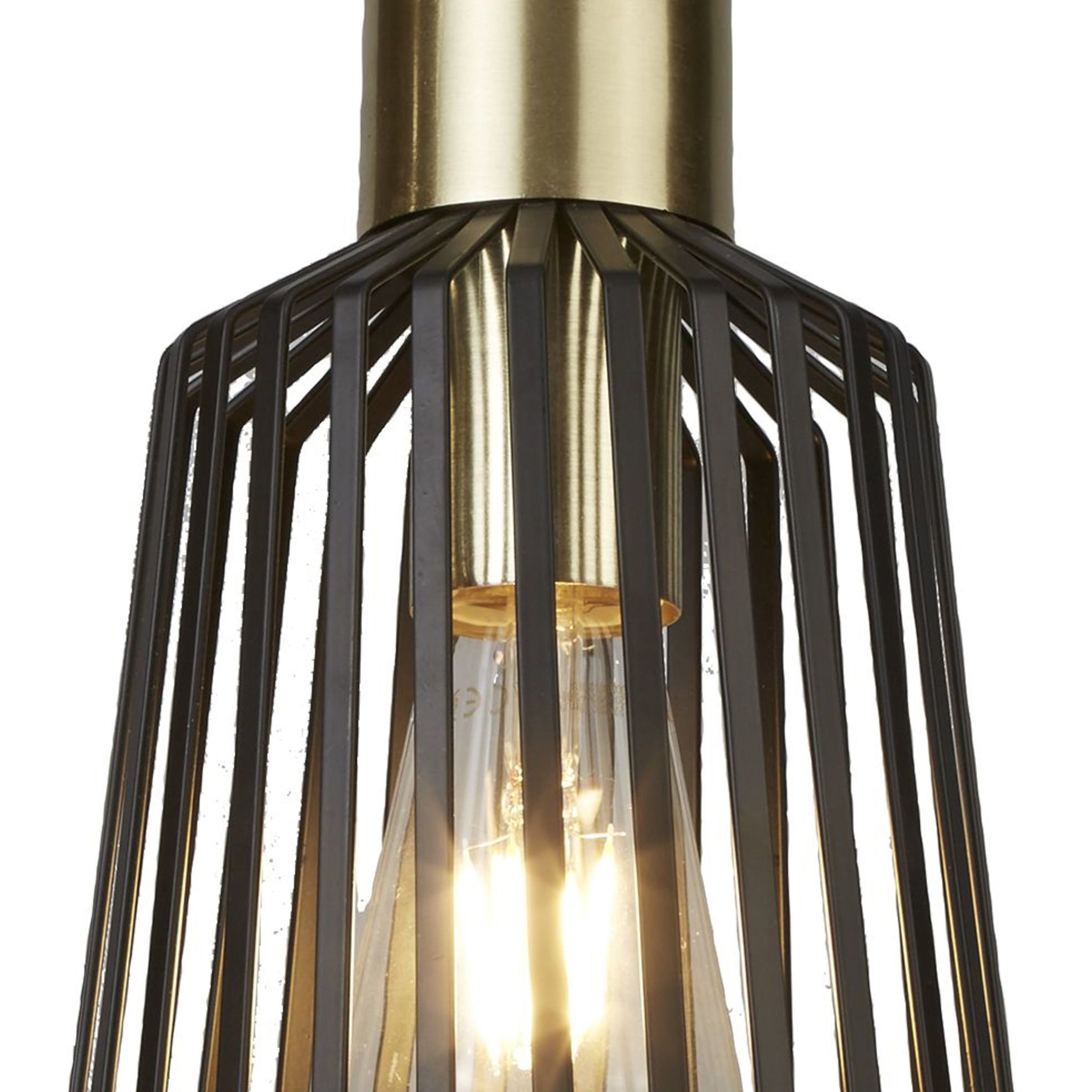 Searchlight Bedford Medium Ceiling Pendant - Black & Satin Brass