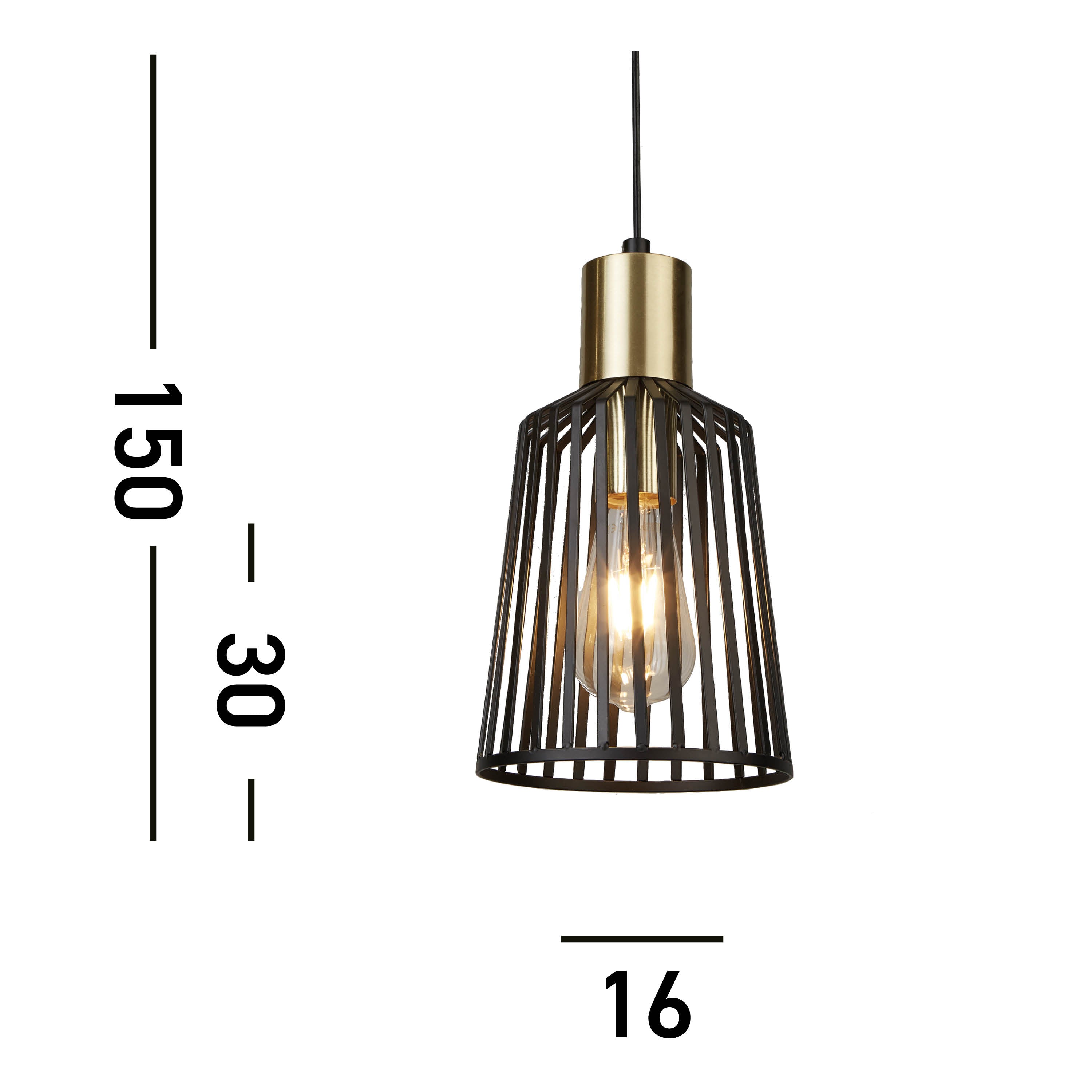 Searchlight Bedford Medium Ceiling Pendant - Black & Satin Brass