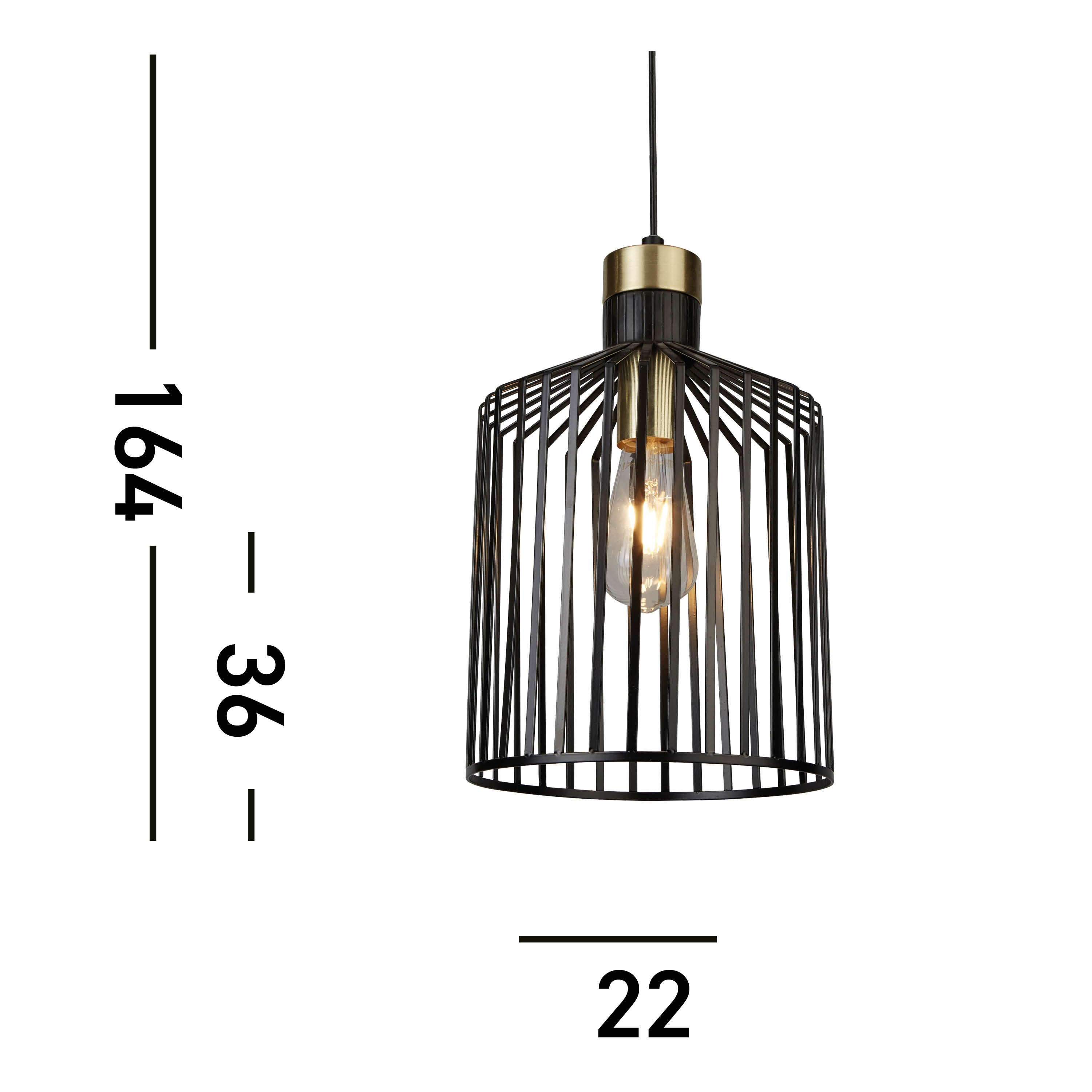 Searchlight Bedford Large Ceiling Pendant - Black & Satin Brass