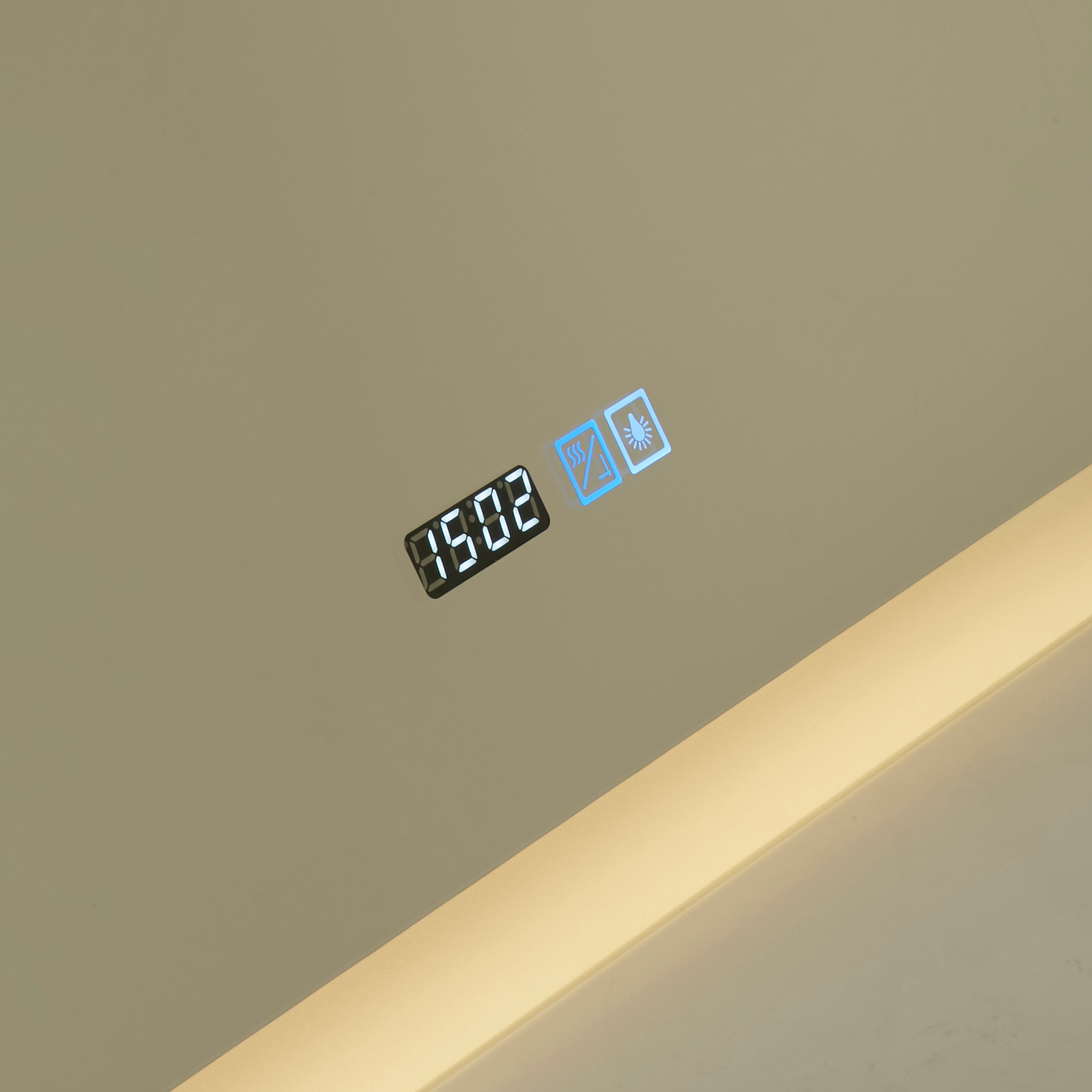 Searchlight Rectangle Bathroom Mirror - Digital Clock & Demister Pad