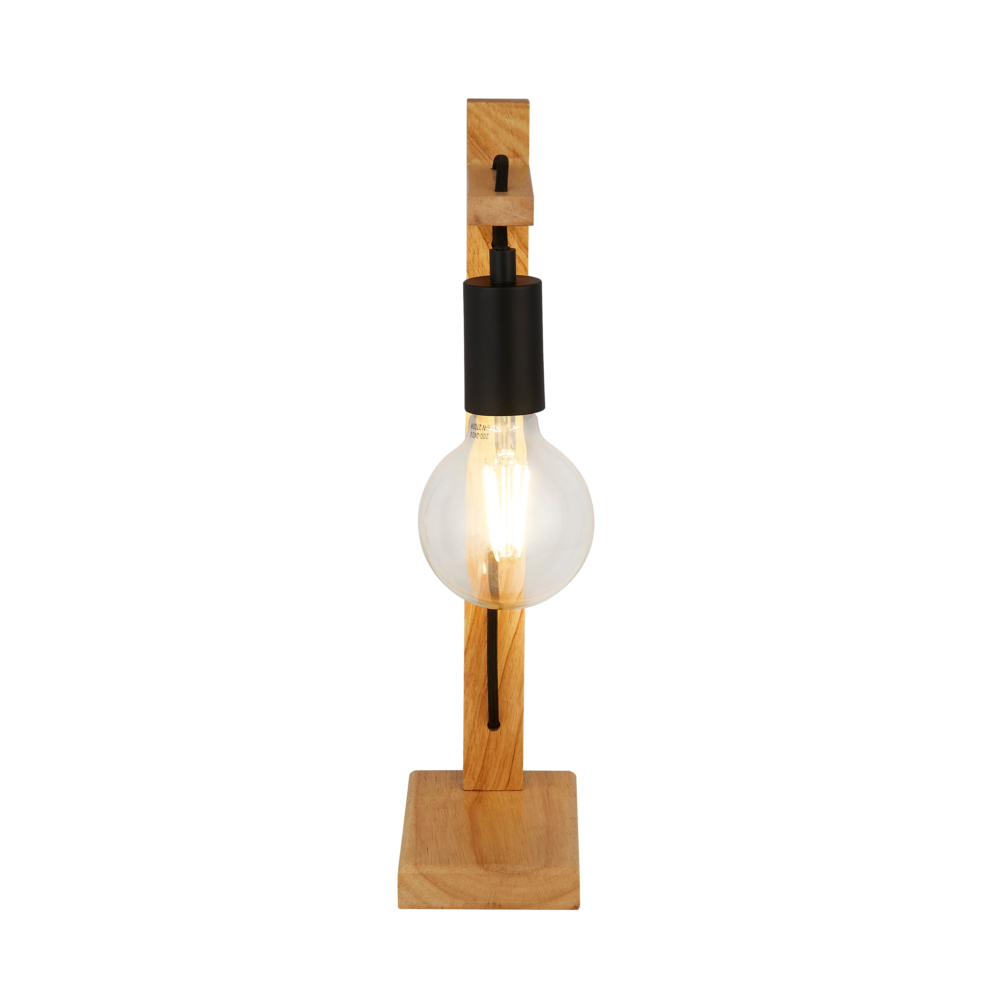 Searchlight Woodstock Table Lamp - Natural Wood & Black