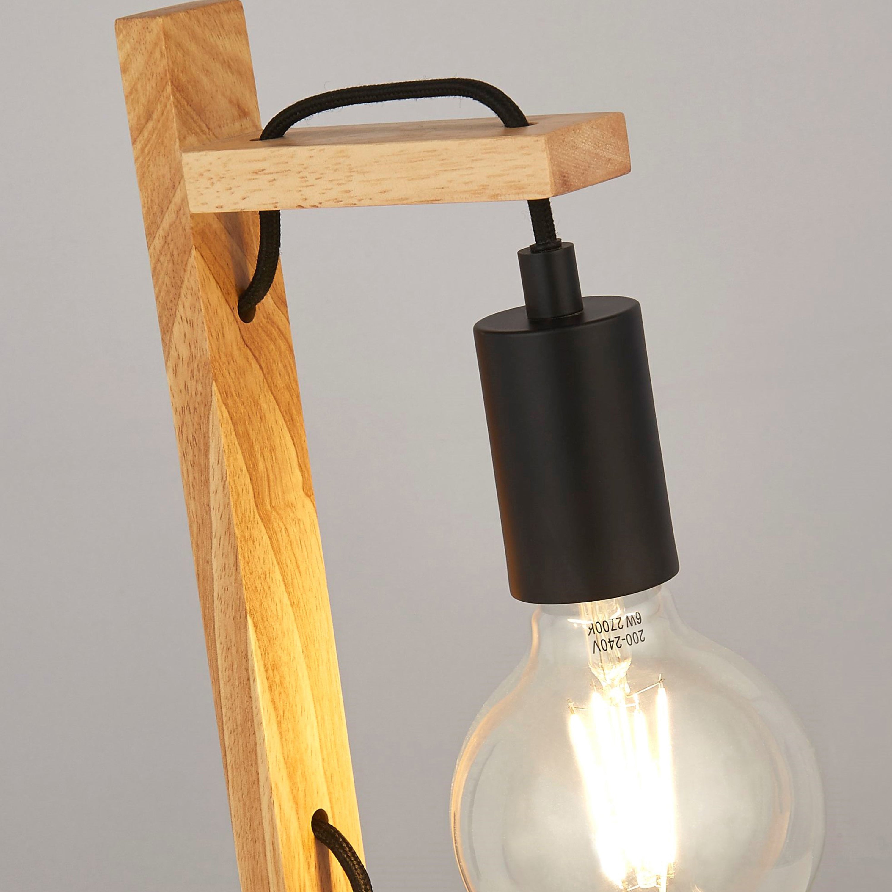 Searchlight Woodstock Table Lamp - Natural Wood & Black