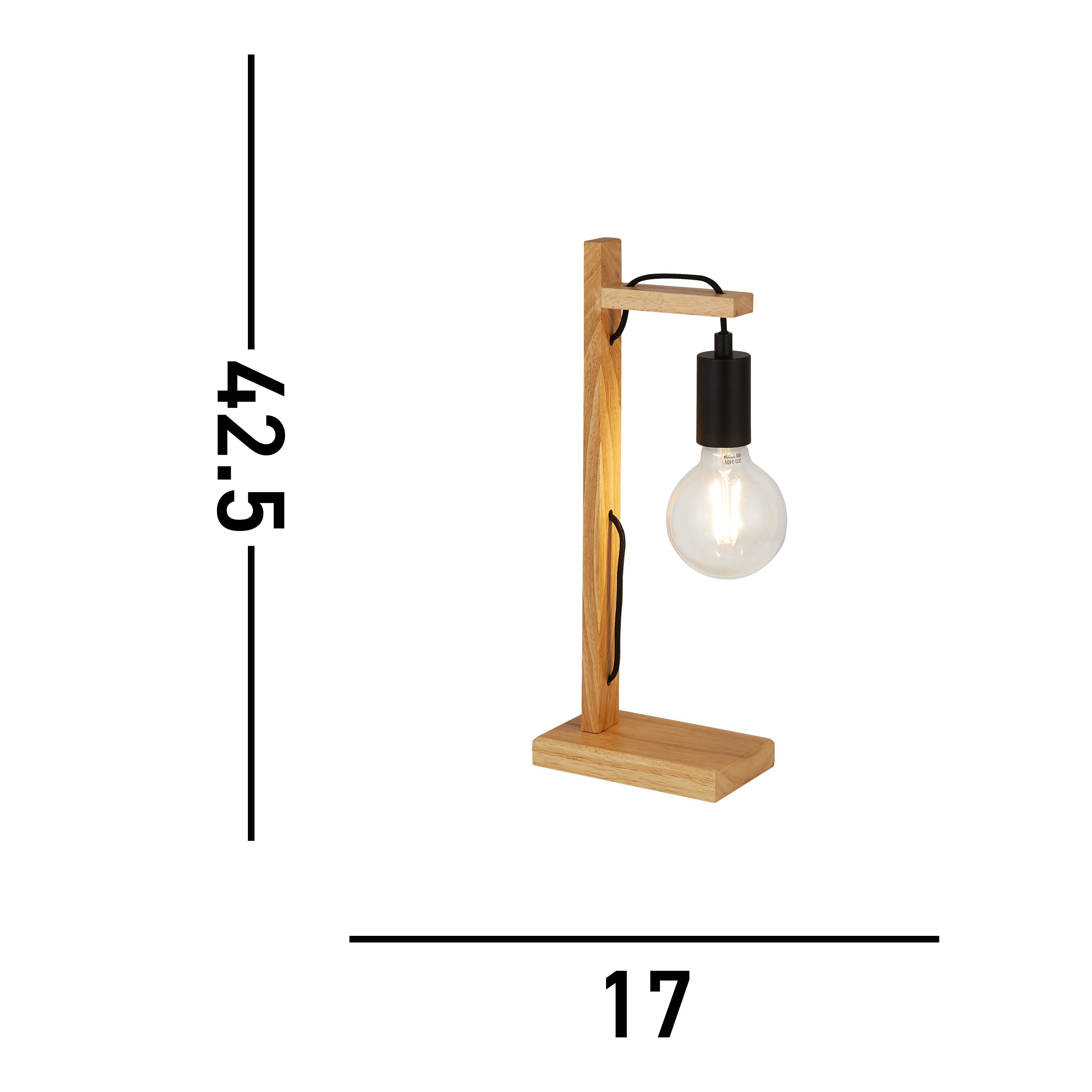 Searchlight Woodstock Table Lamp - Natural Wood & Black