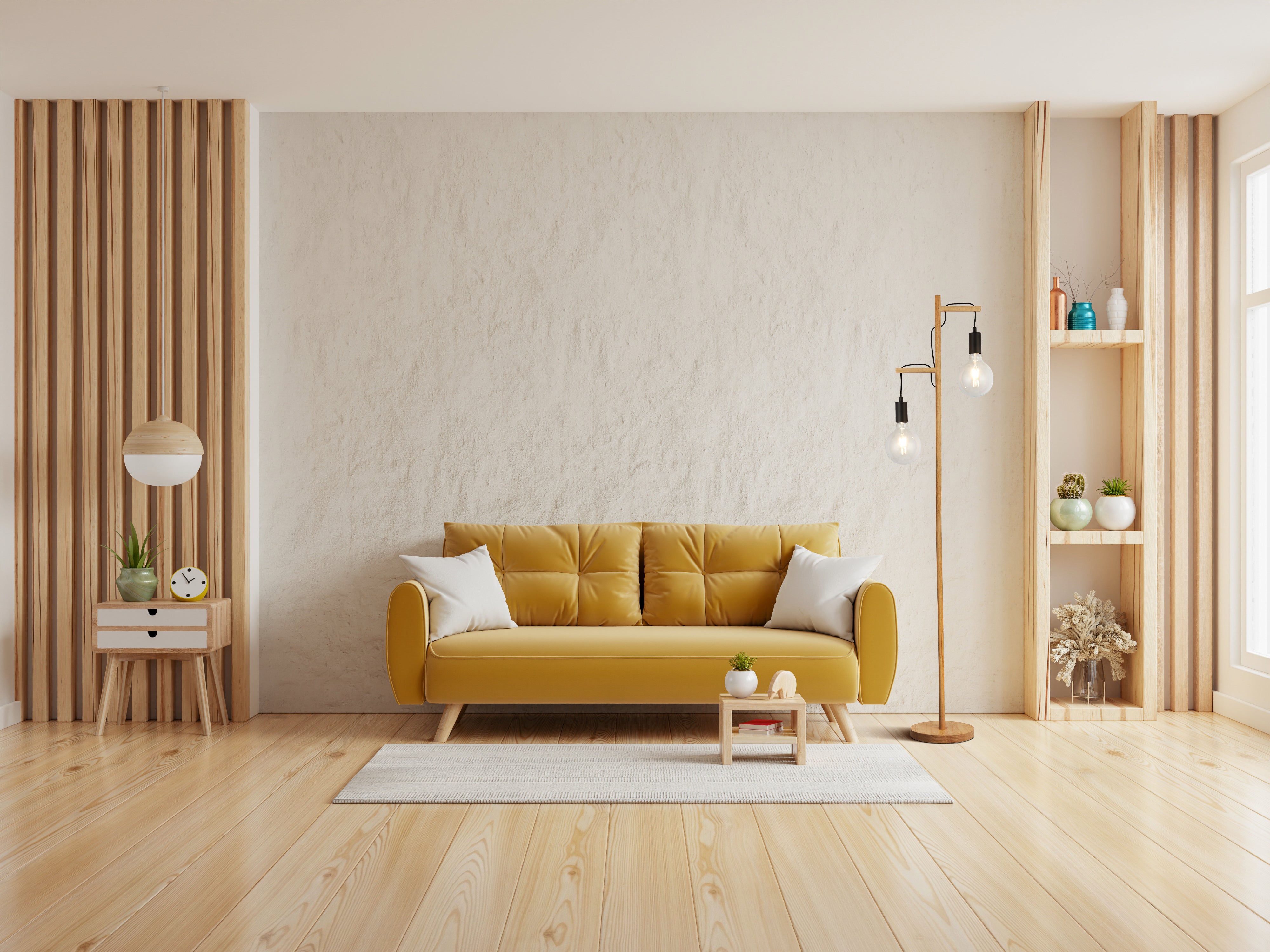 Searchlight Woodstock 2 Light Floor Lamp - Natural Wood & Black