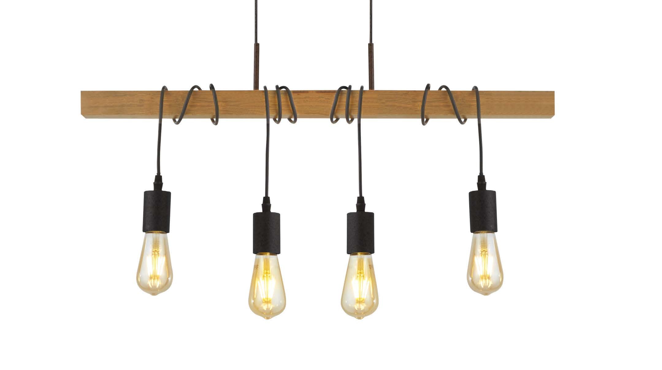 Searchlight Woodstock 4 Light Bar Pendant - Natural Wood & Black