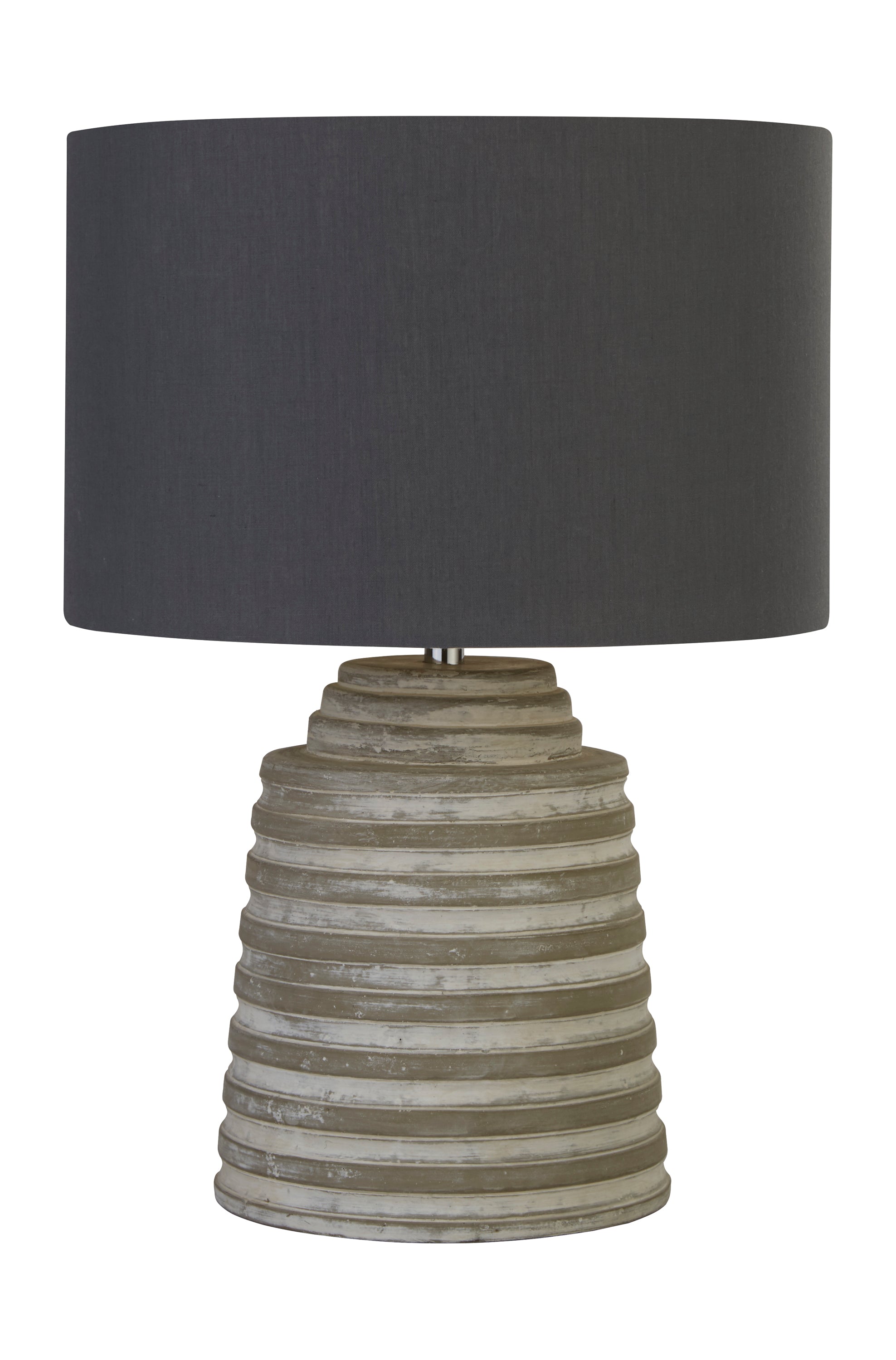 Searchlight Landseer Table Lamp - Grey Cement & Grey Fabric Shade