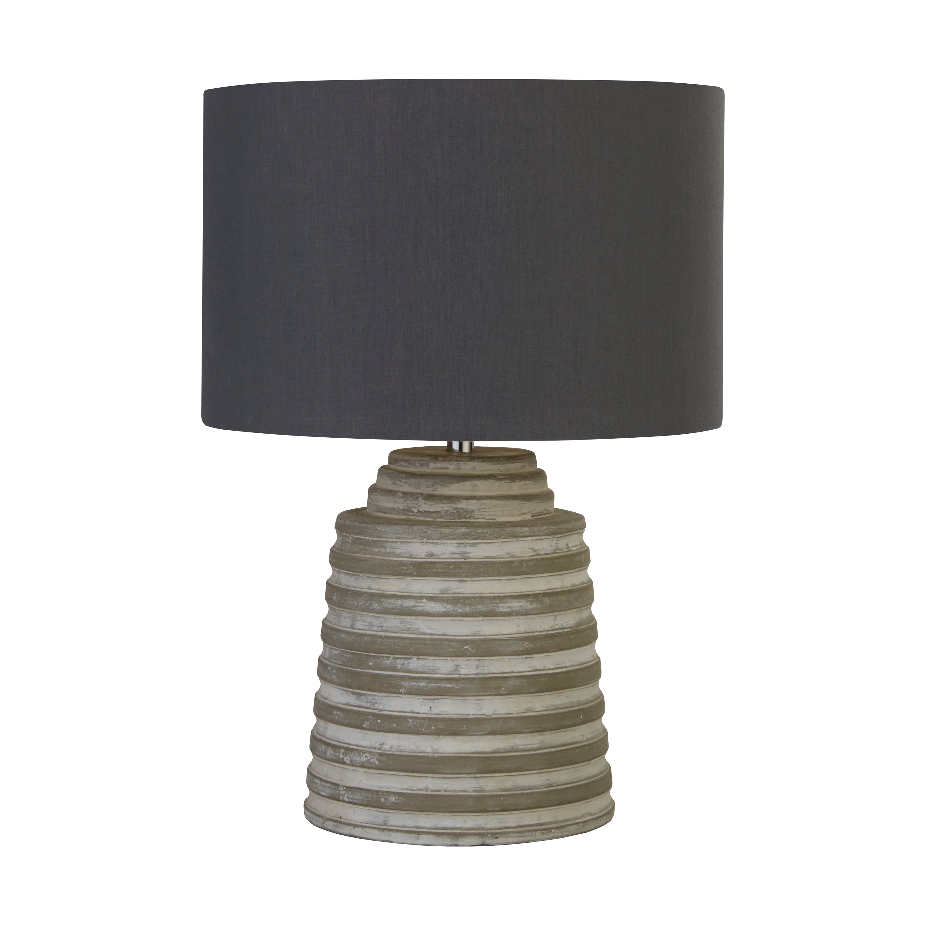Searchlight Landseer Table Lamp - Grey Cement & Grey Fabric Shade
