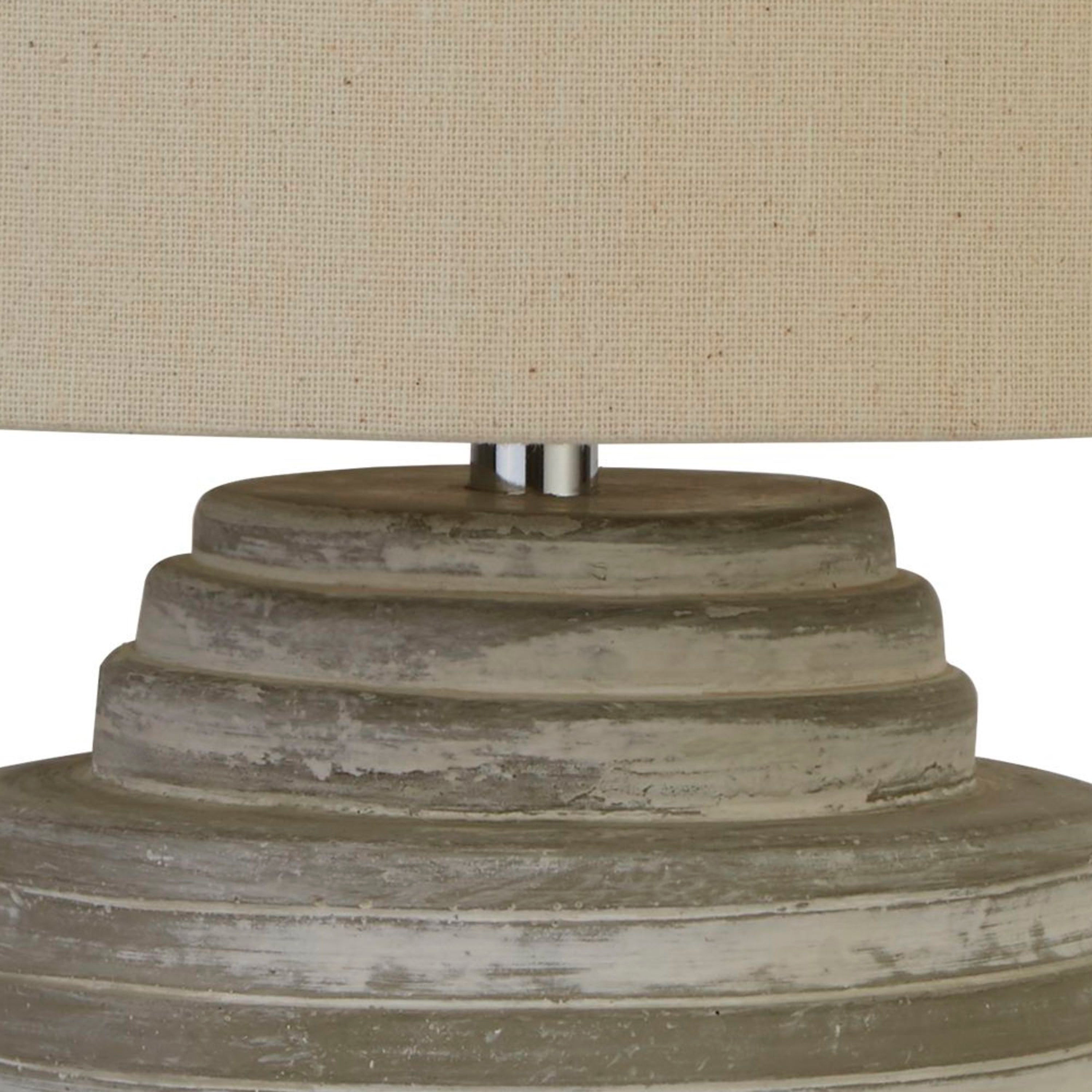 Searchlight Landseer Table Lamp - Grey Cement & Grey Fabric Shade