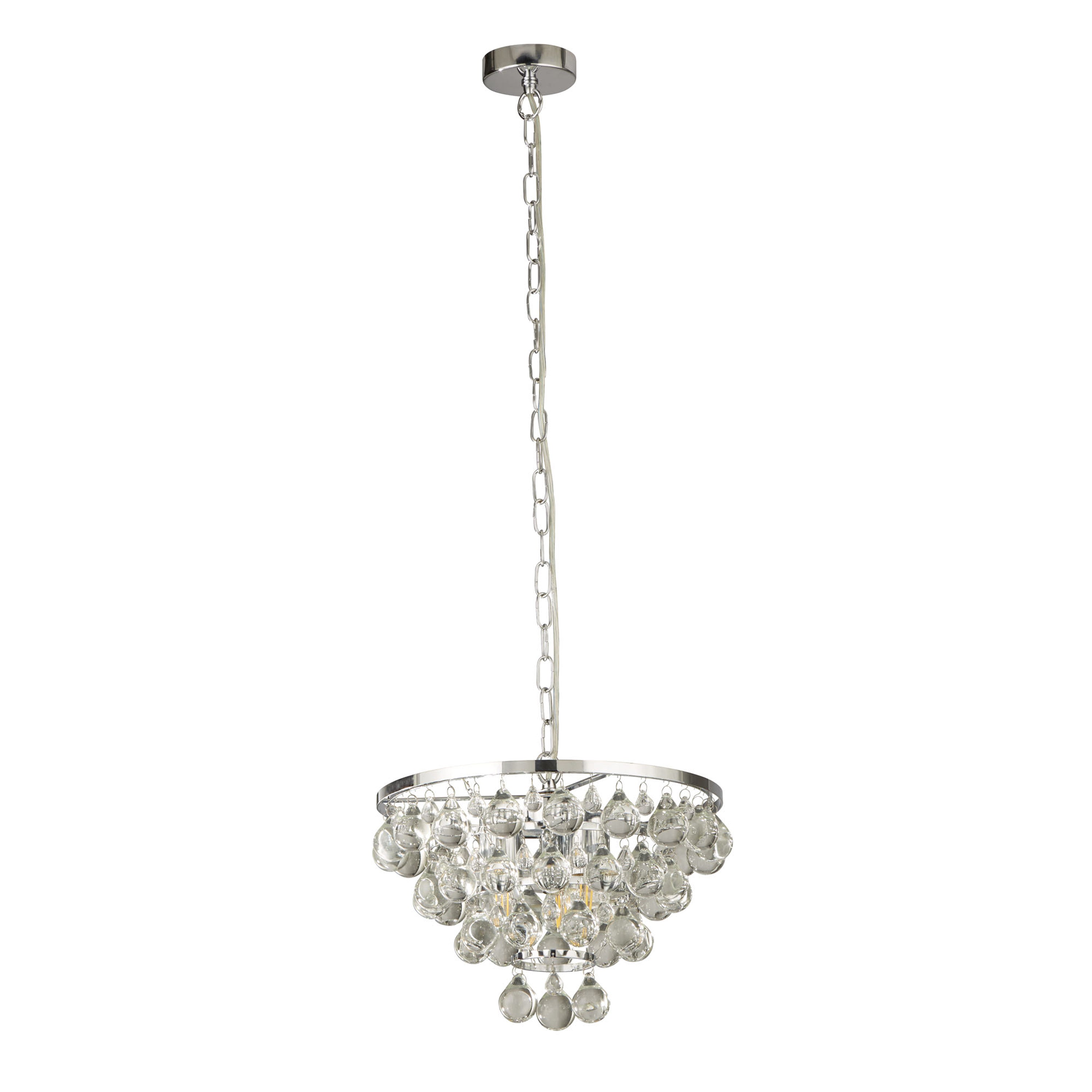 Searchlight Mellon 4 Light Pendant - Chrome & Rain Drop Glass