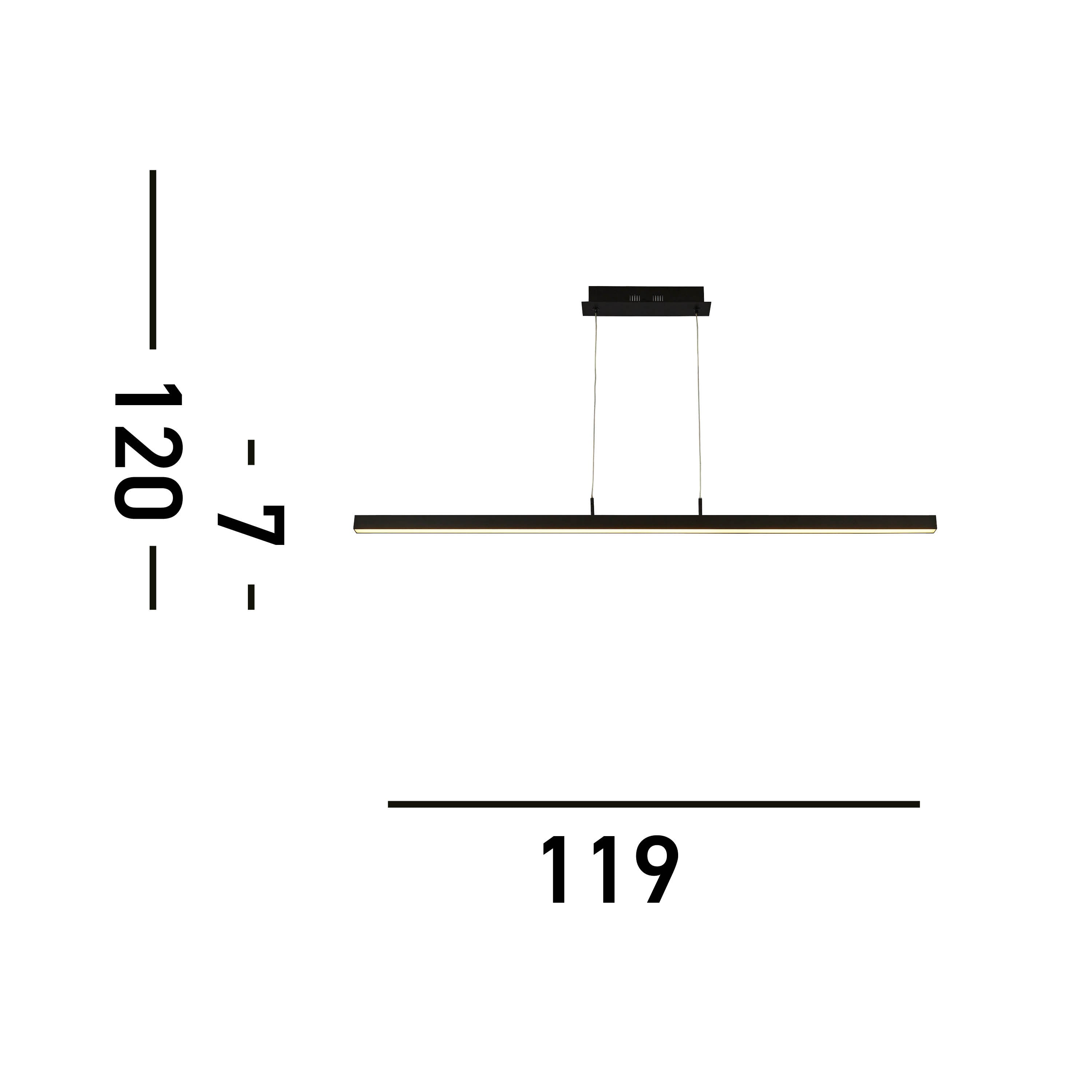 Searchlight Taylor LED Bar Pendant Ceiling Light - Matt Black