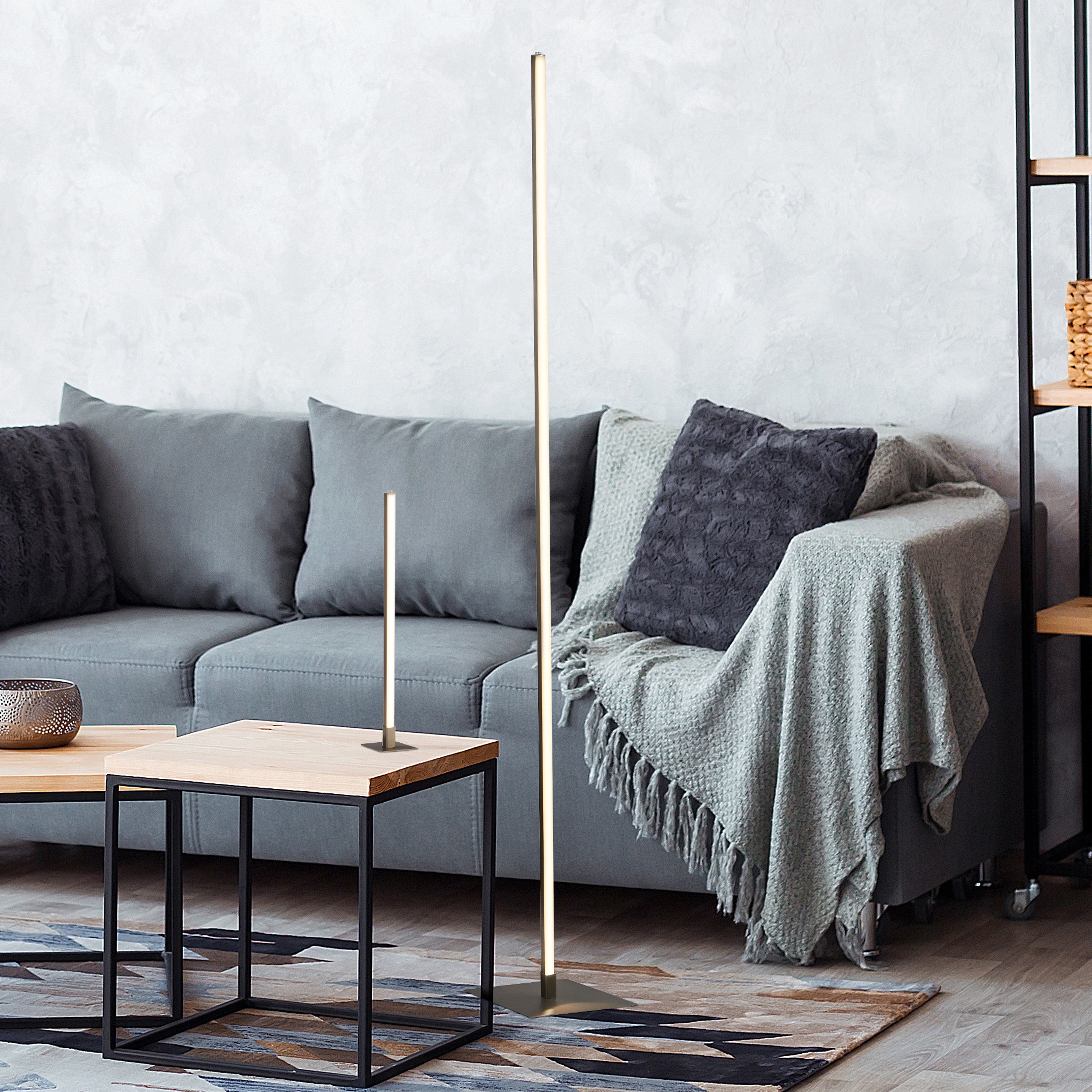 Searchlight Taylor LED Floor Lamp - Satin Silver