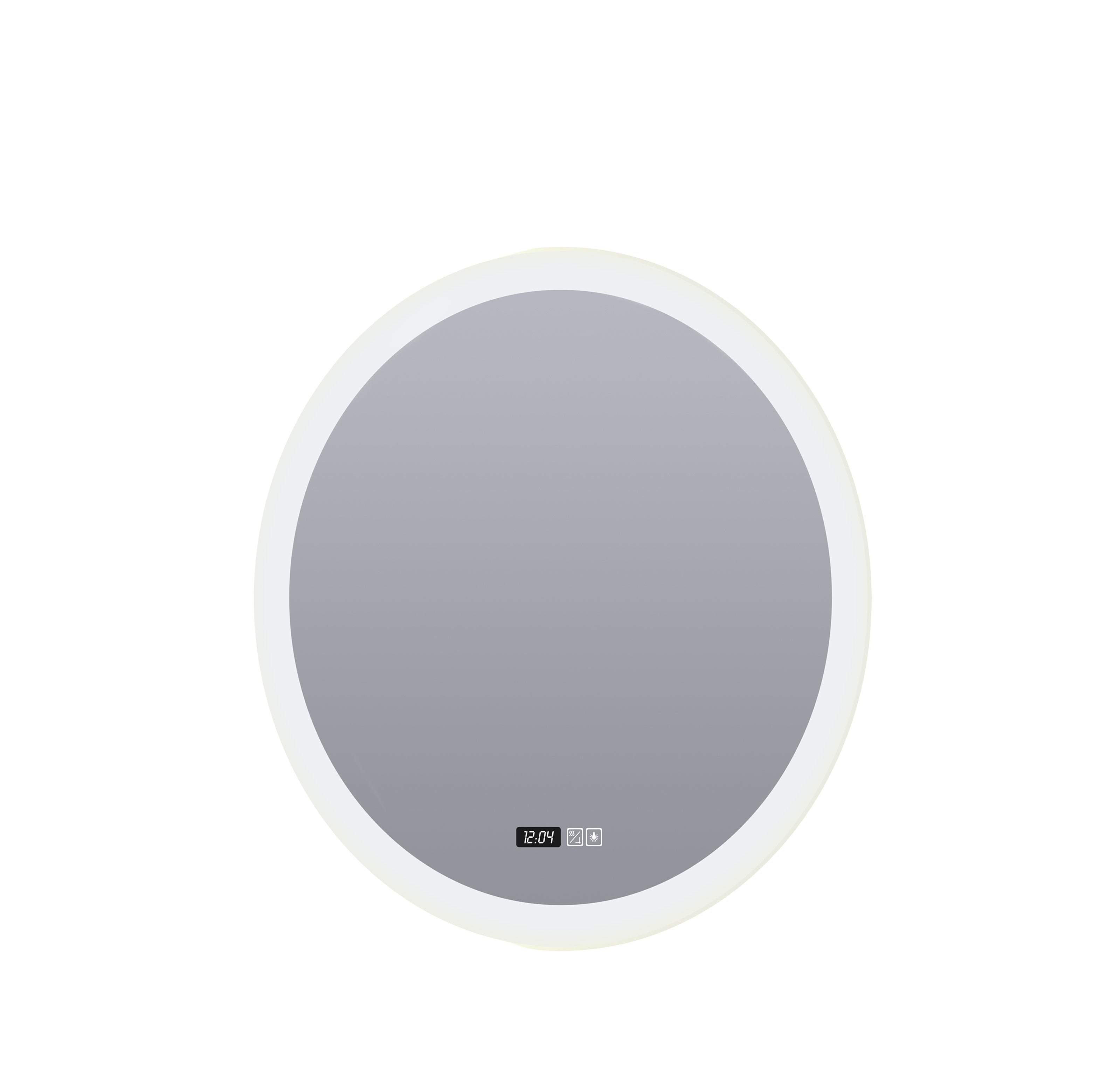 Searchlight Round Bathroom Mirror - Digital Clock & Demister
