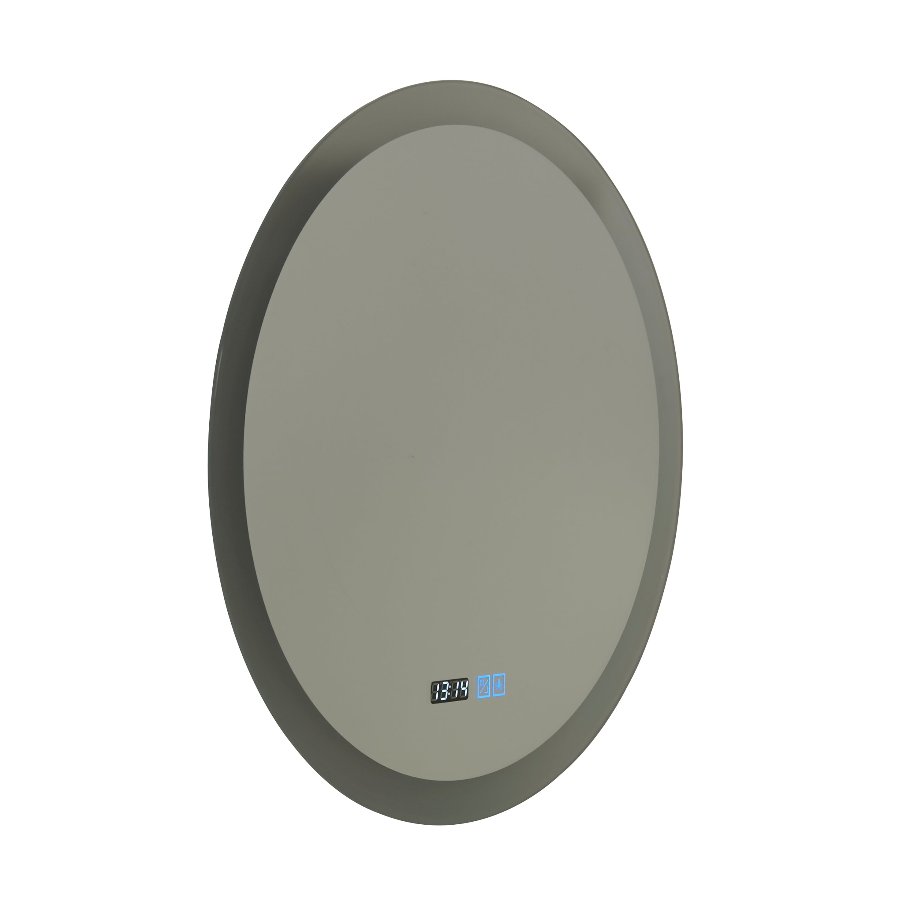Searchlight Round Bathroom Mirror - Digital Clock & Demister