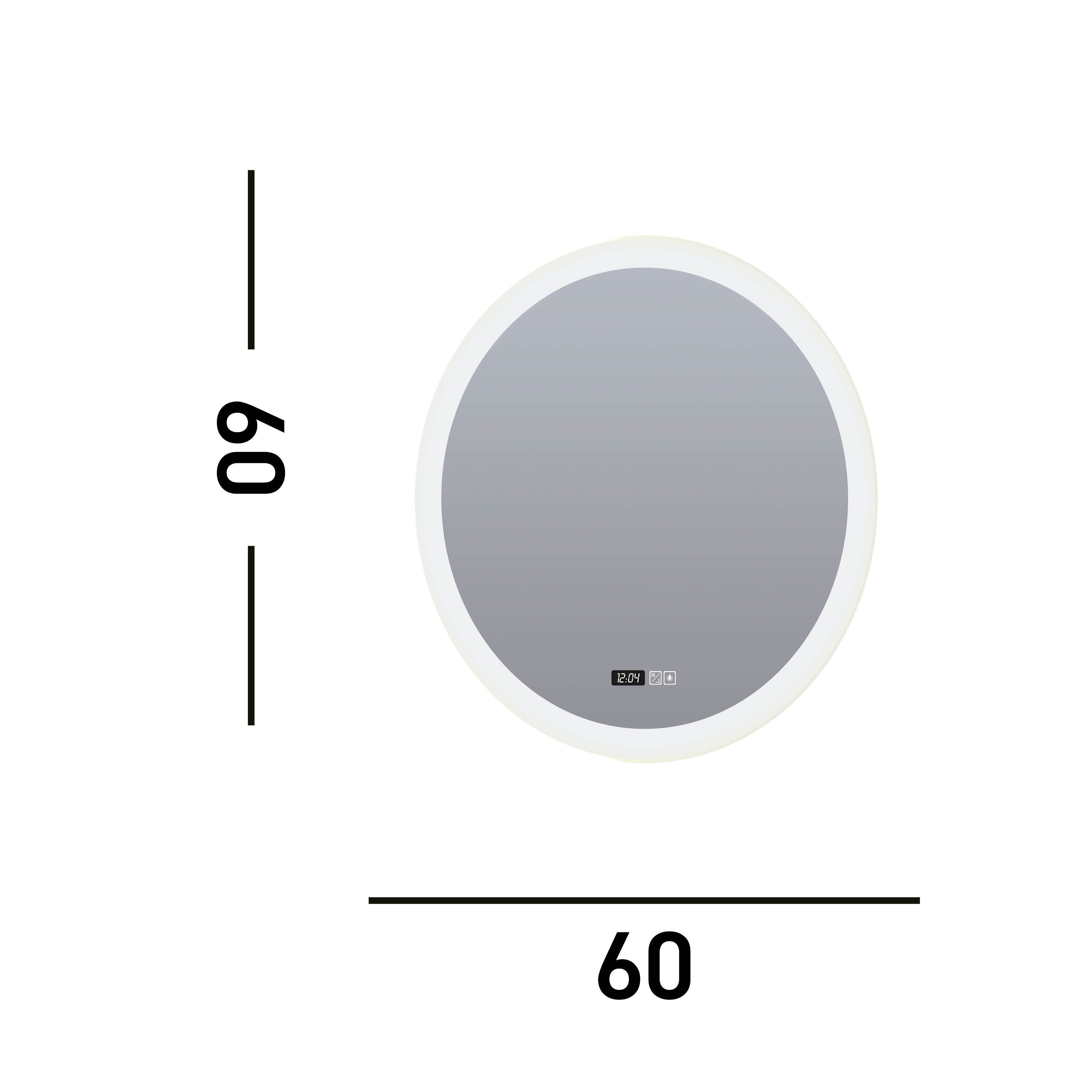 Searchlight Round Bathroom Mirror - Digital Clock & Demister