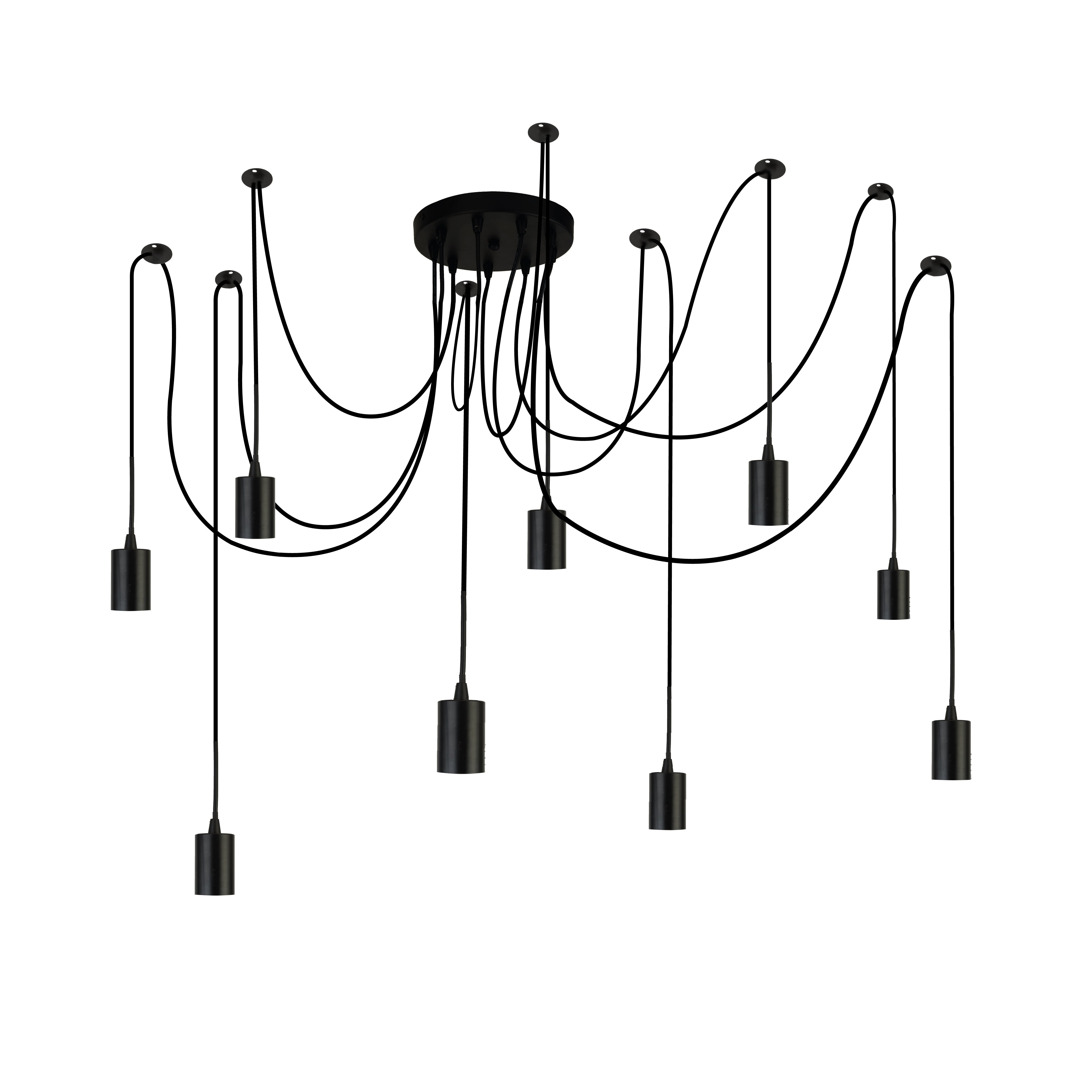 Searchlight Spencer 9 Light Ceiling Pendant - Black & Cables