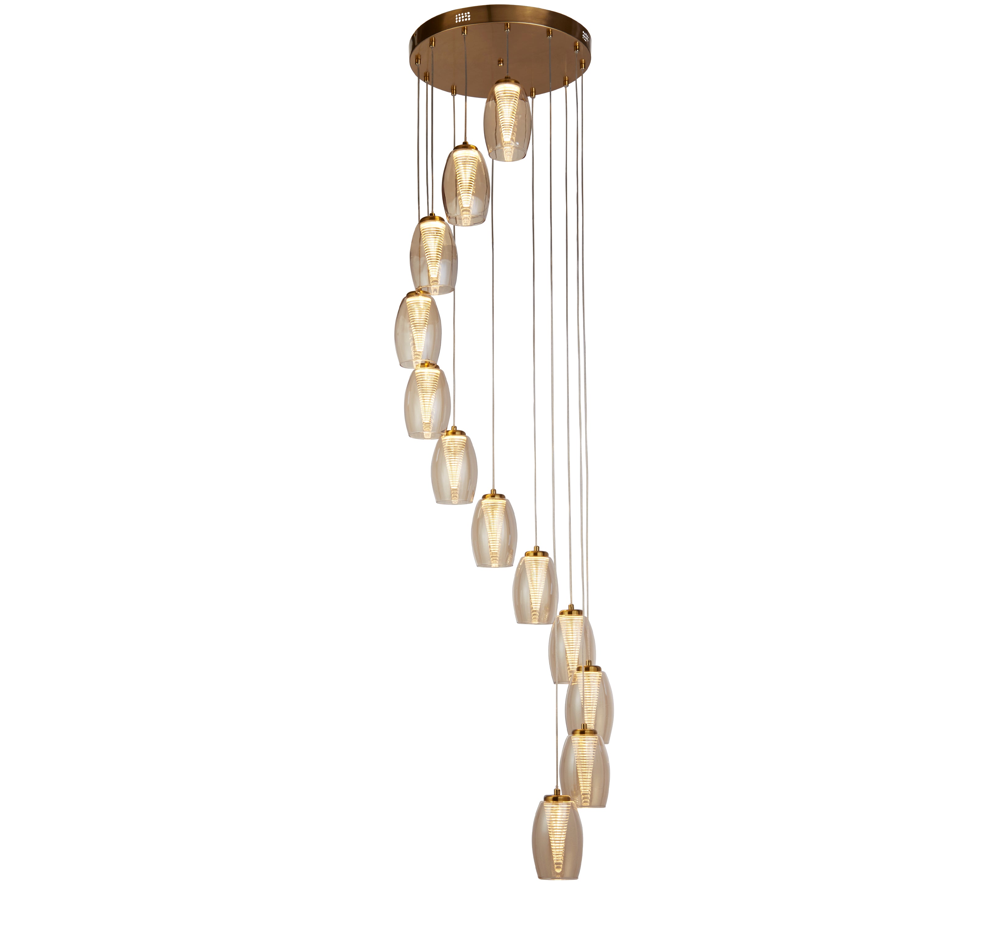 Searchlight Chapman 12 Light Pendant - Bronze & Champagne Glass