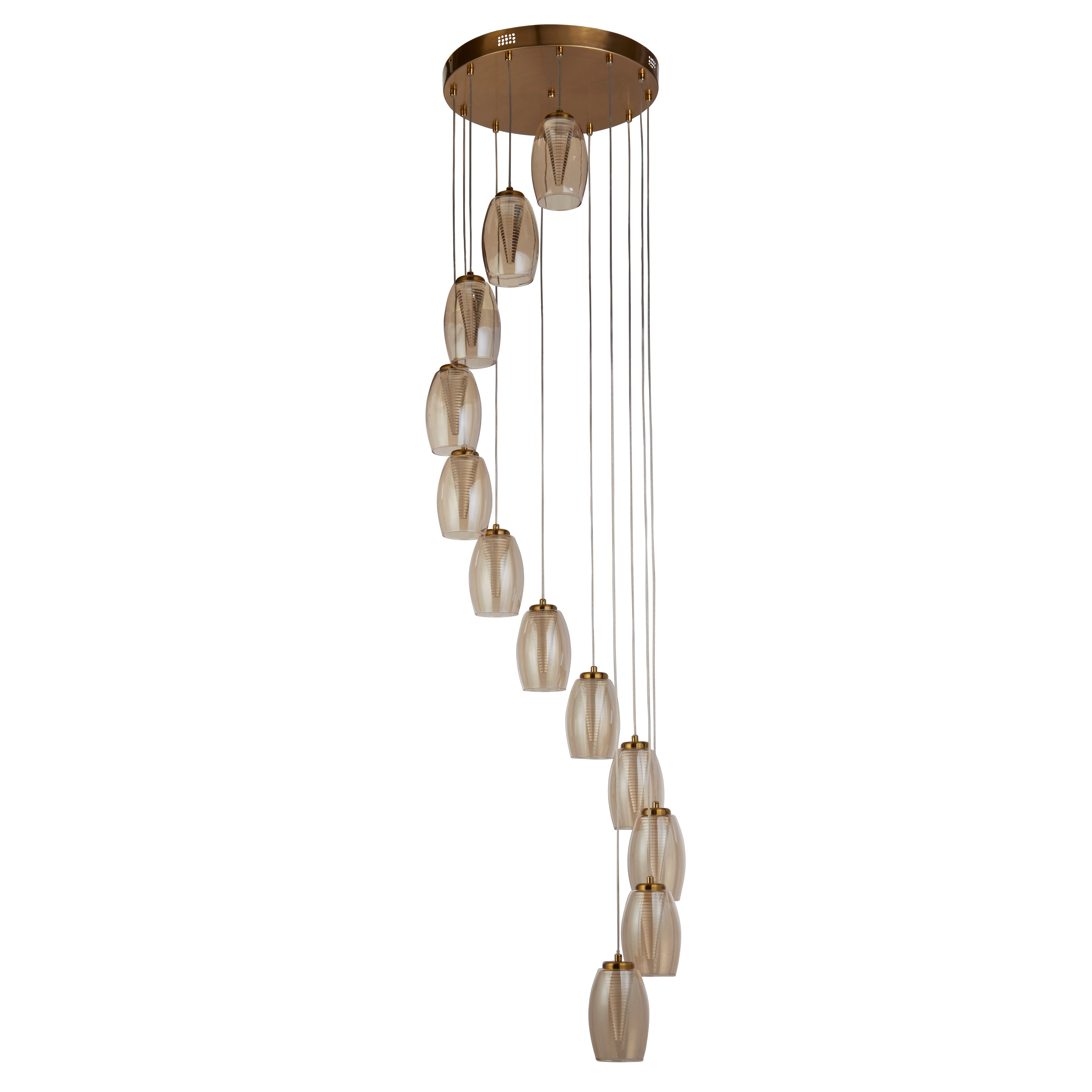 Searchlight Chapman 12 Light Pendant - Bronze & Champagne Glass