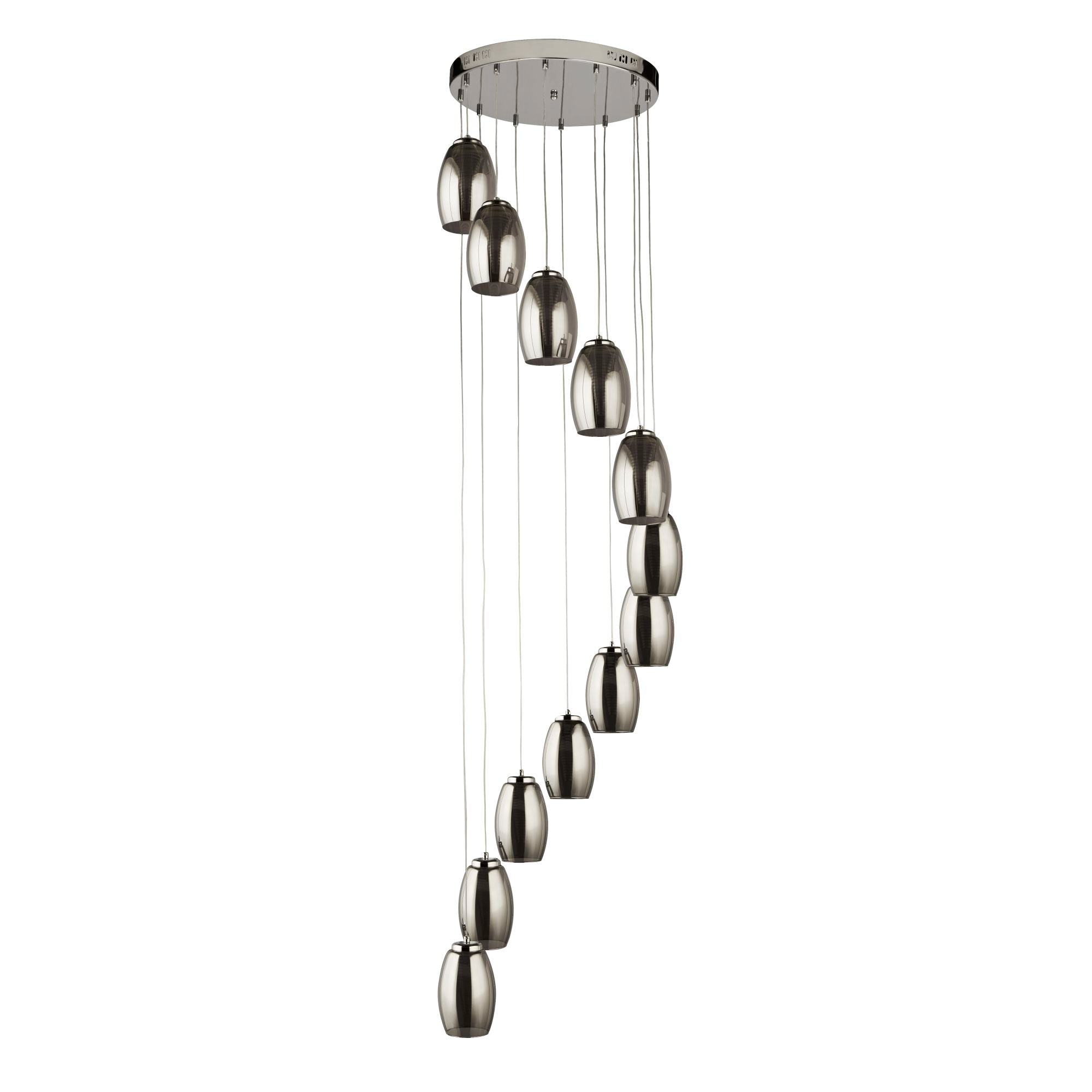 Searchlight Chapman 12 Light Ceiling Pendant - Chrome & Smoked Glass