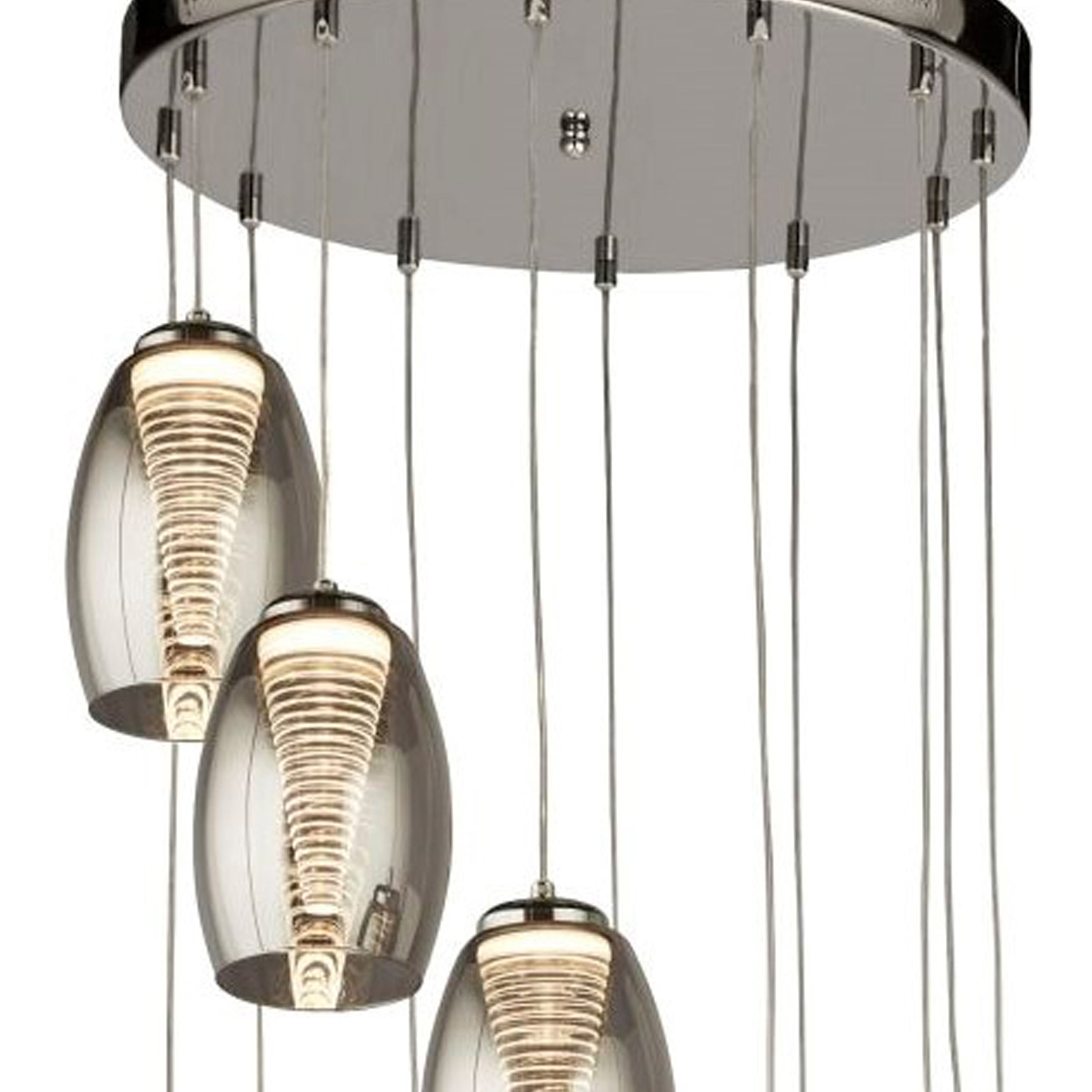 Searchlight Chapman 12 Light Ceiling Pendant - Chrome & Smoked Glass