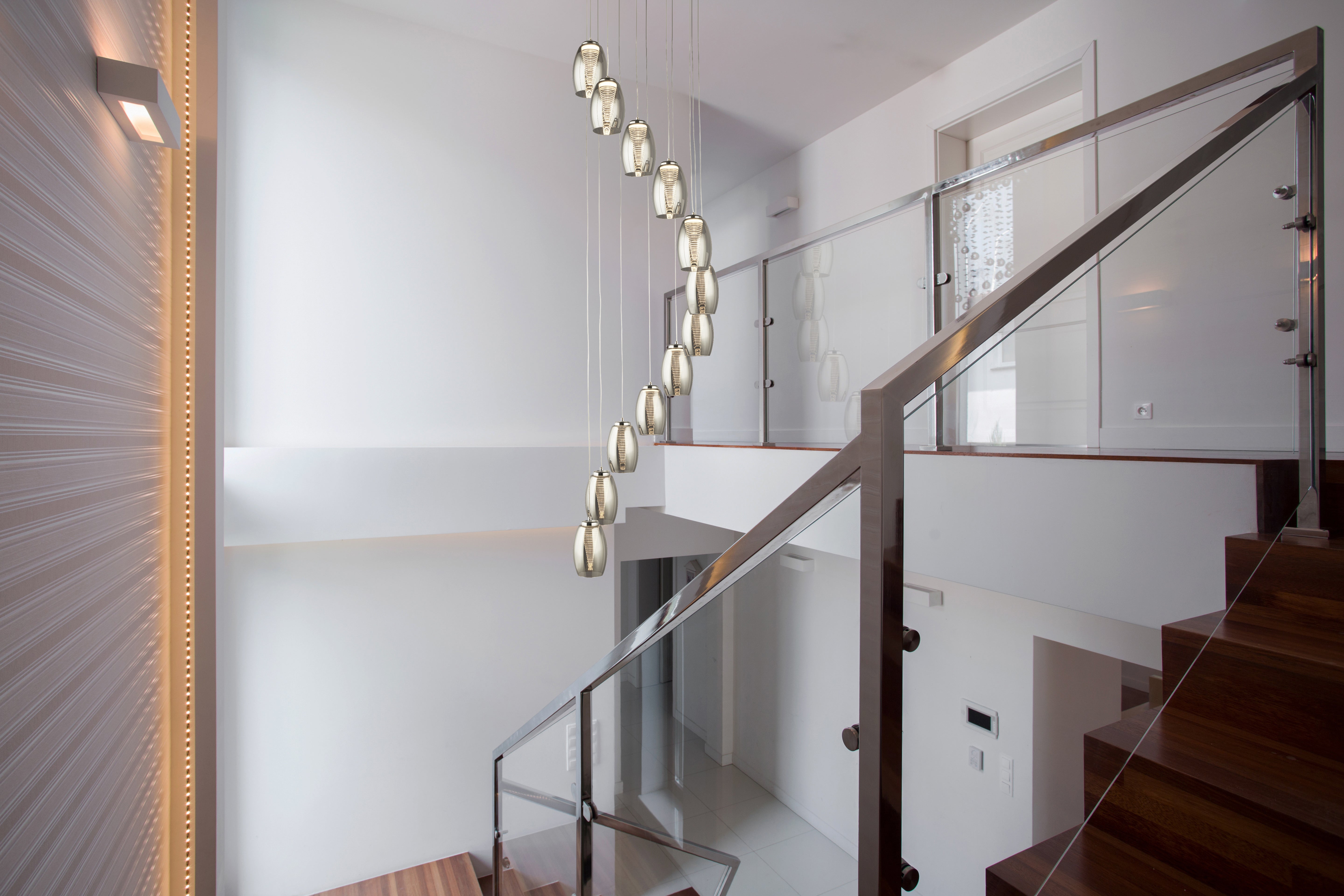 Searchlight Chapman 12 Light Ceiling Pendant - Chrome & Smoked Glass