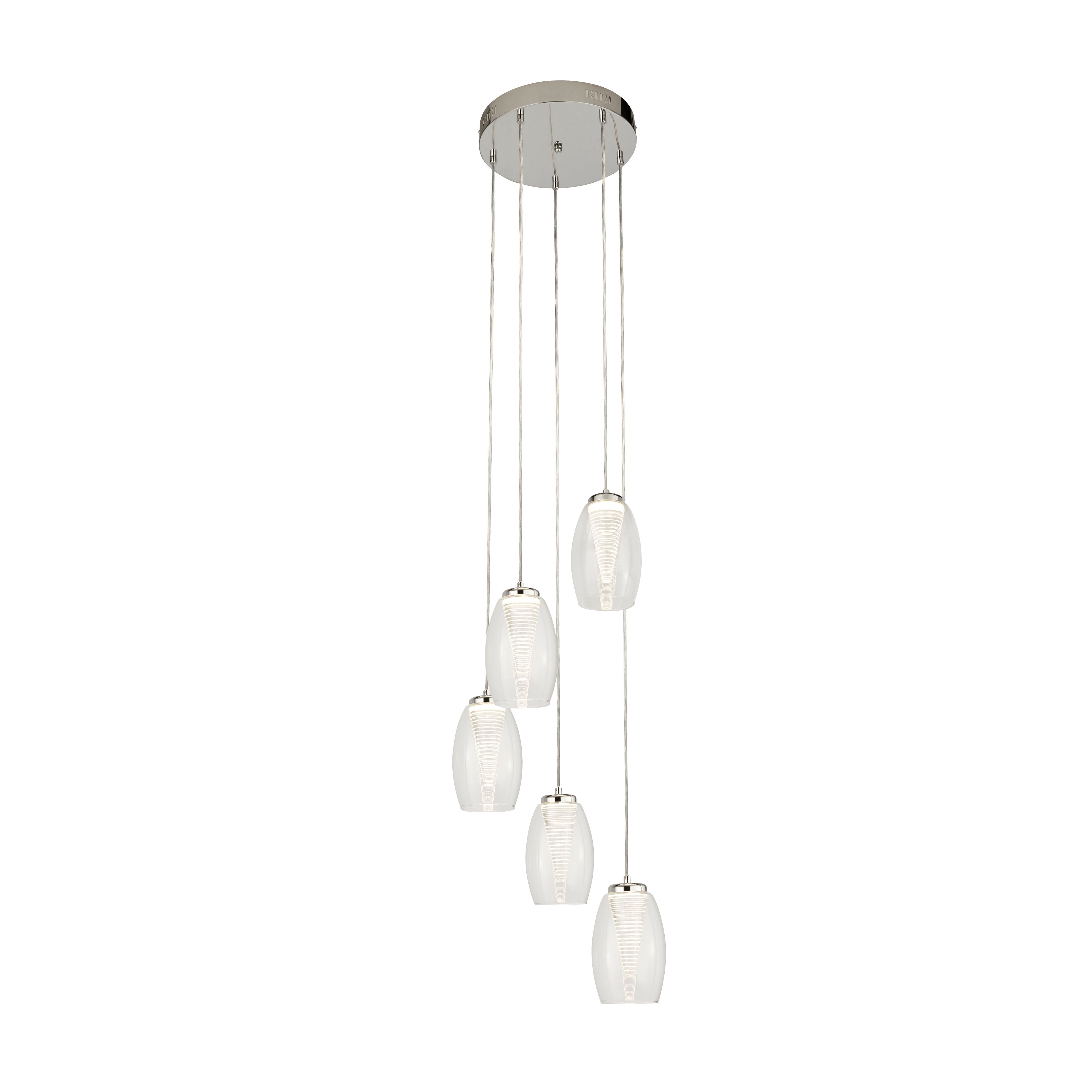 Searchlight Chapman 5 Light Ceiling Pendant - Chrome & Clear Glass