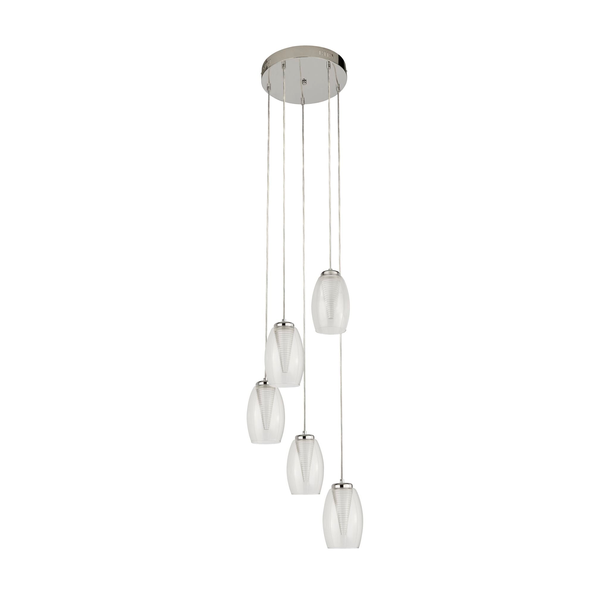 Searchlight Chapman 5 Light Ceiling Pendant - Chrome & Clear Glass