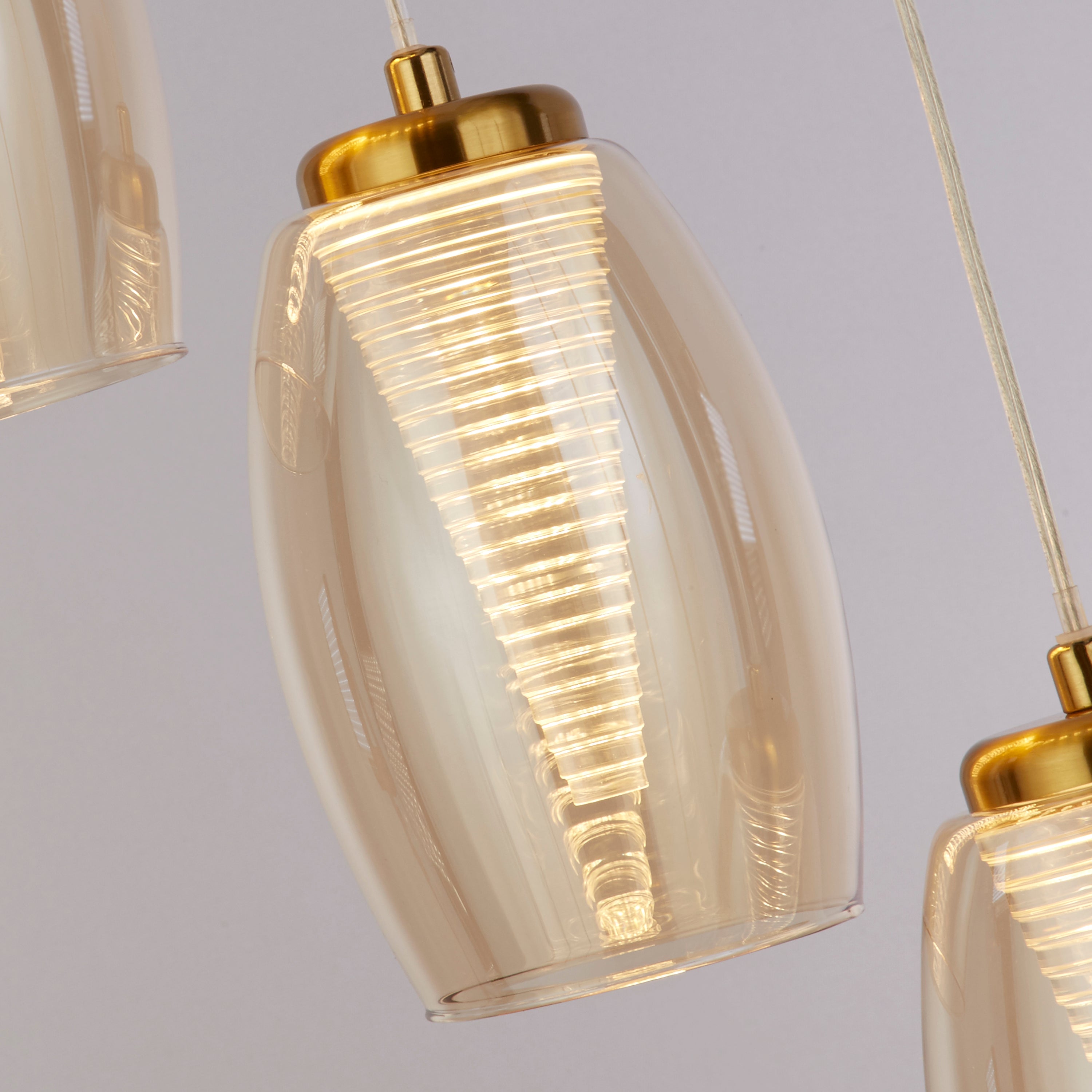 Searchlight Chapman 5 Light Pendant - Bronze & Champagne Glass