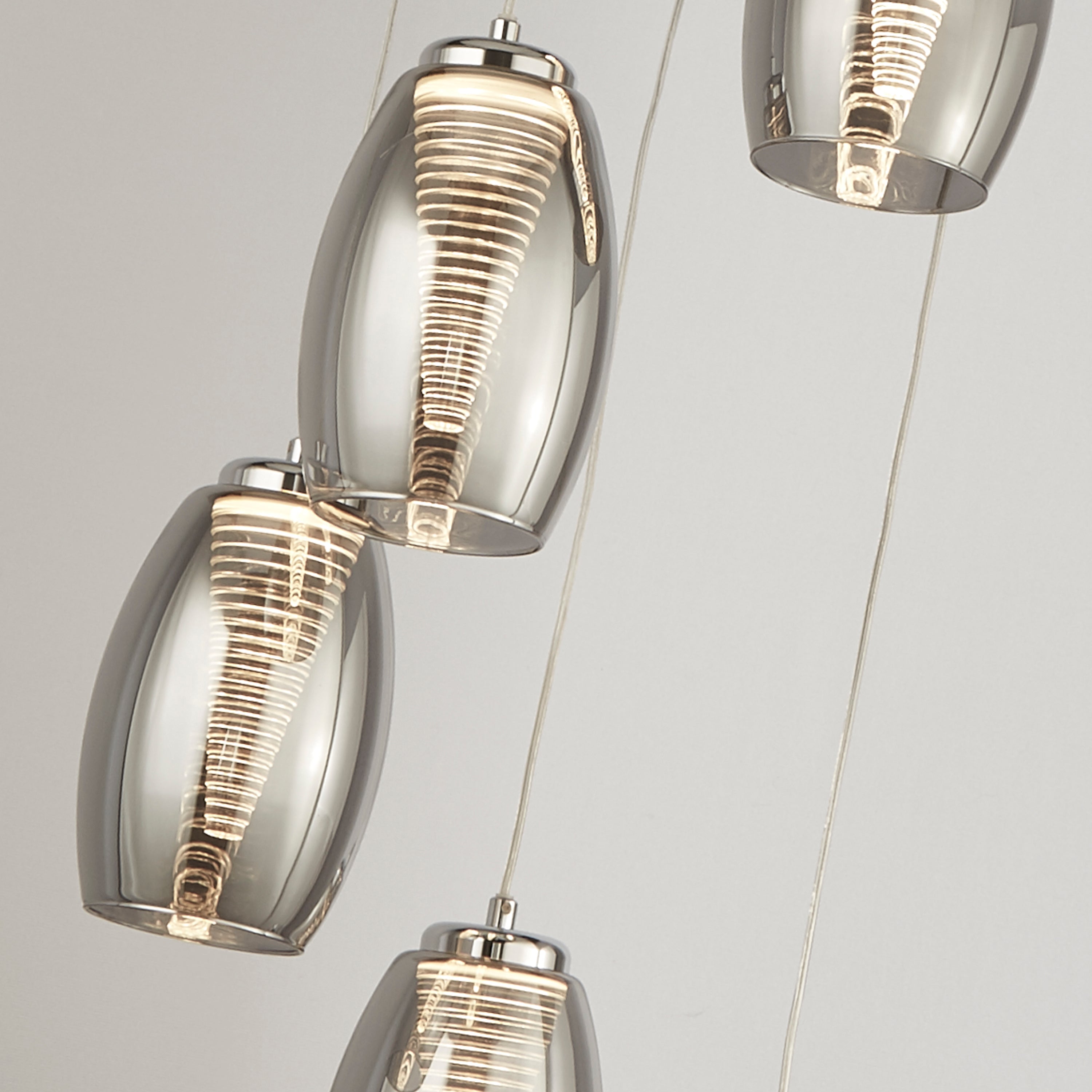 Searchlight Chapman 5 Light Ceiling Pendant - Chrome & Smoked Glass