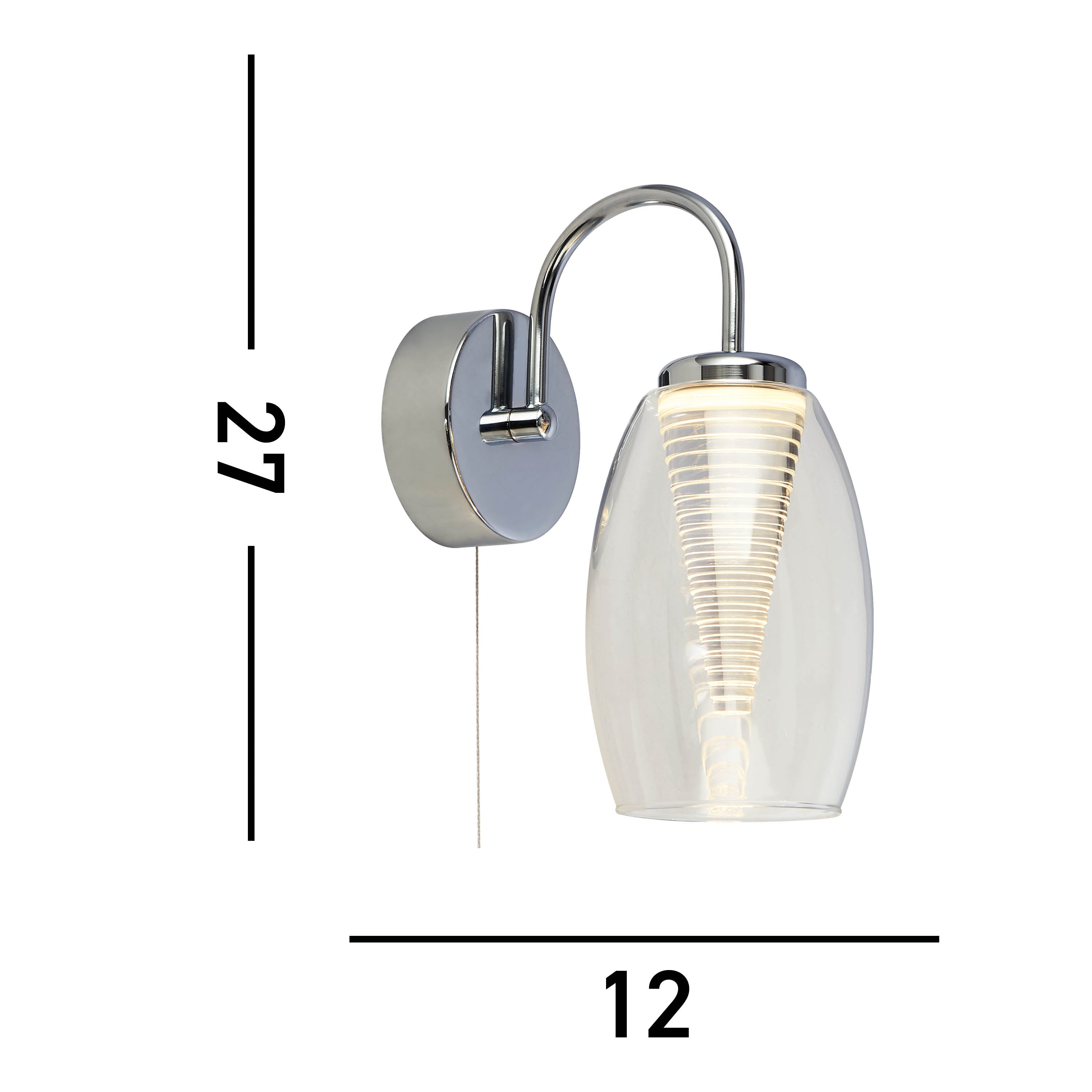 Searchlight Chapman Wall Light - Chrome & Clear Glass