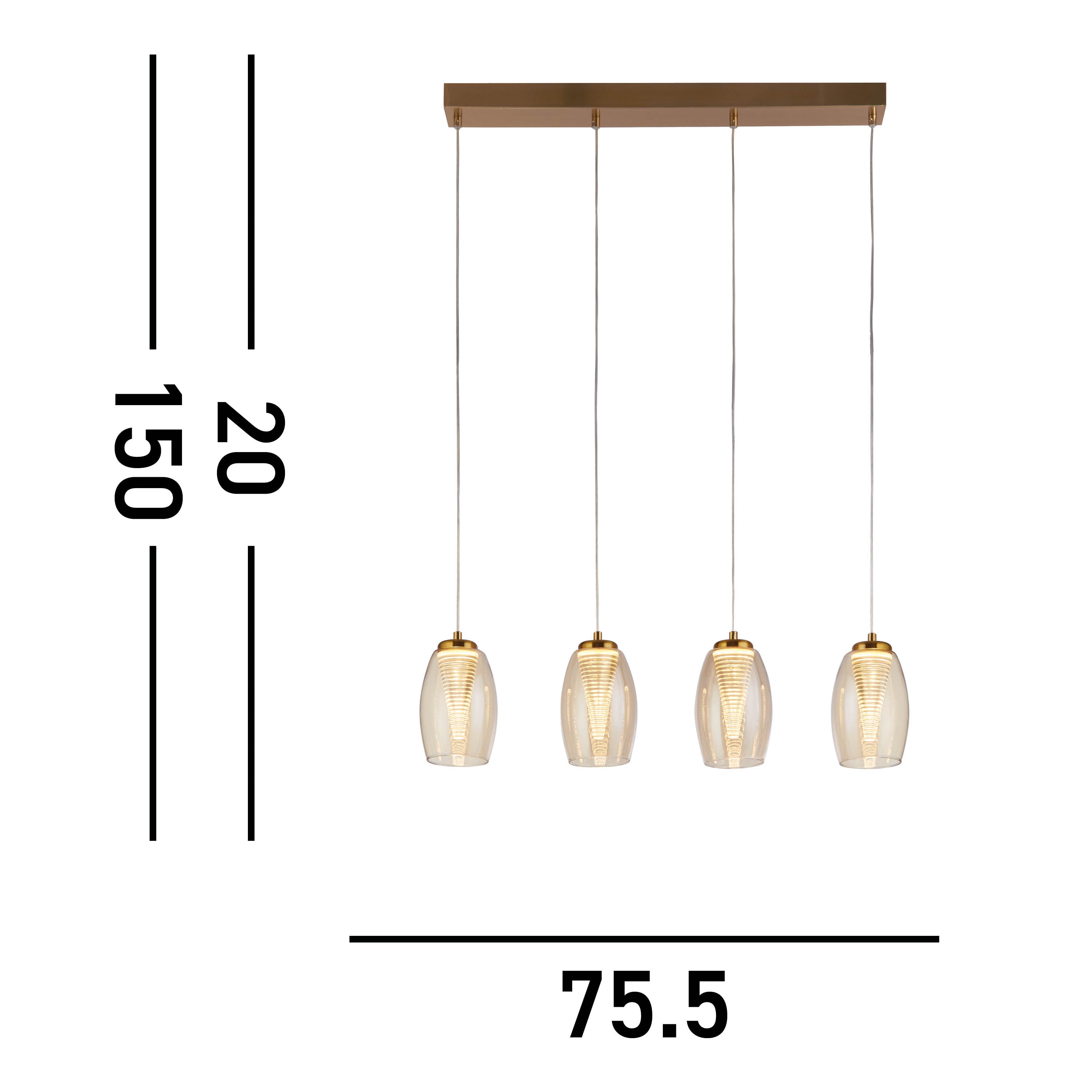 Searchlight Chapman 4 Light Bar Pendant - Bronze & Champagne Glass