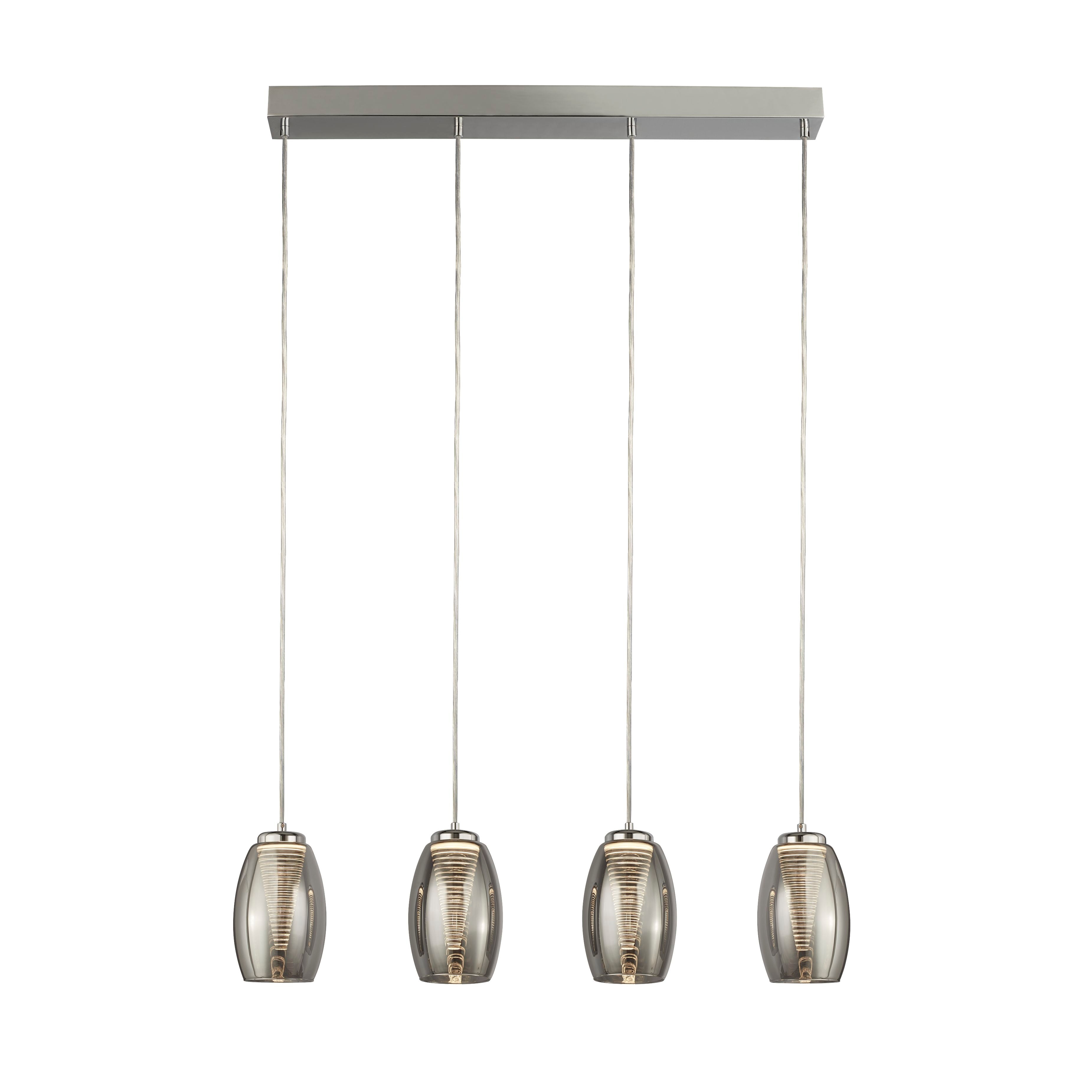Searchlight Chapman 4 Light Bar Ceiling Pendant - Chrome & Smoked Glass