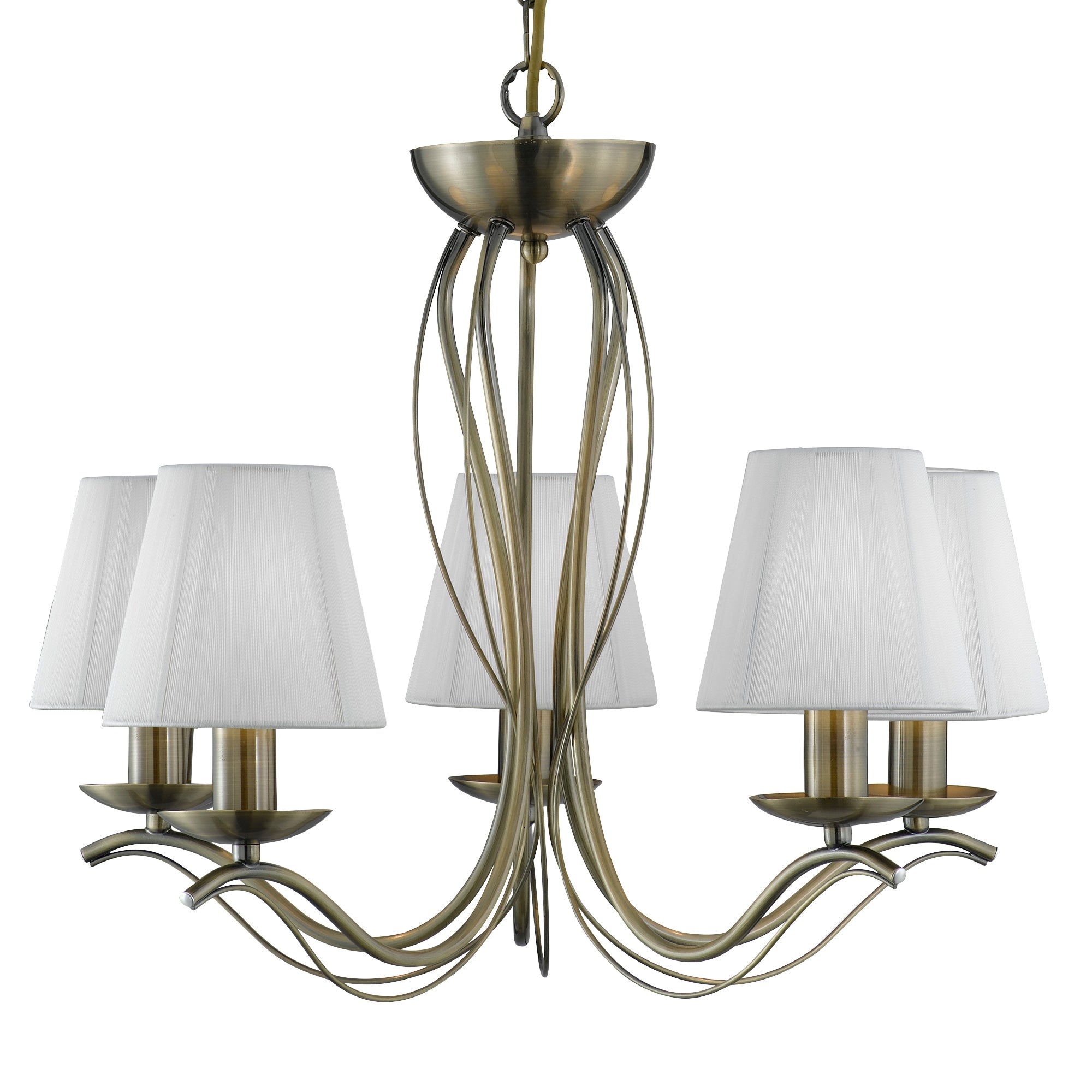 Searchlight Althorp 5 Light Pendant - Antique Brass & Ivory String Fabric