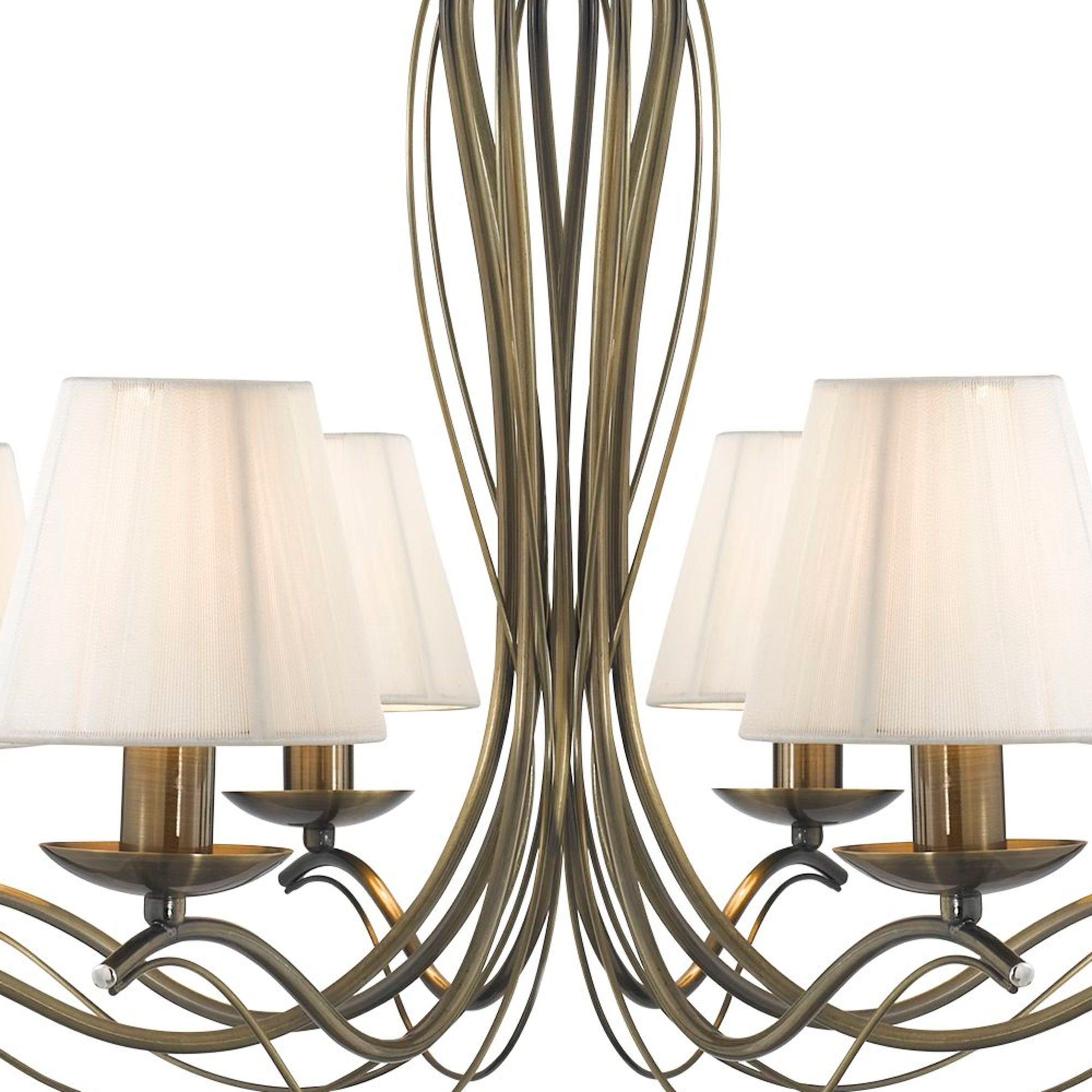 Searchlight Althorp 8 Light Pendant - Antique Brass & Ivory String Fabric