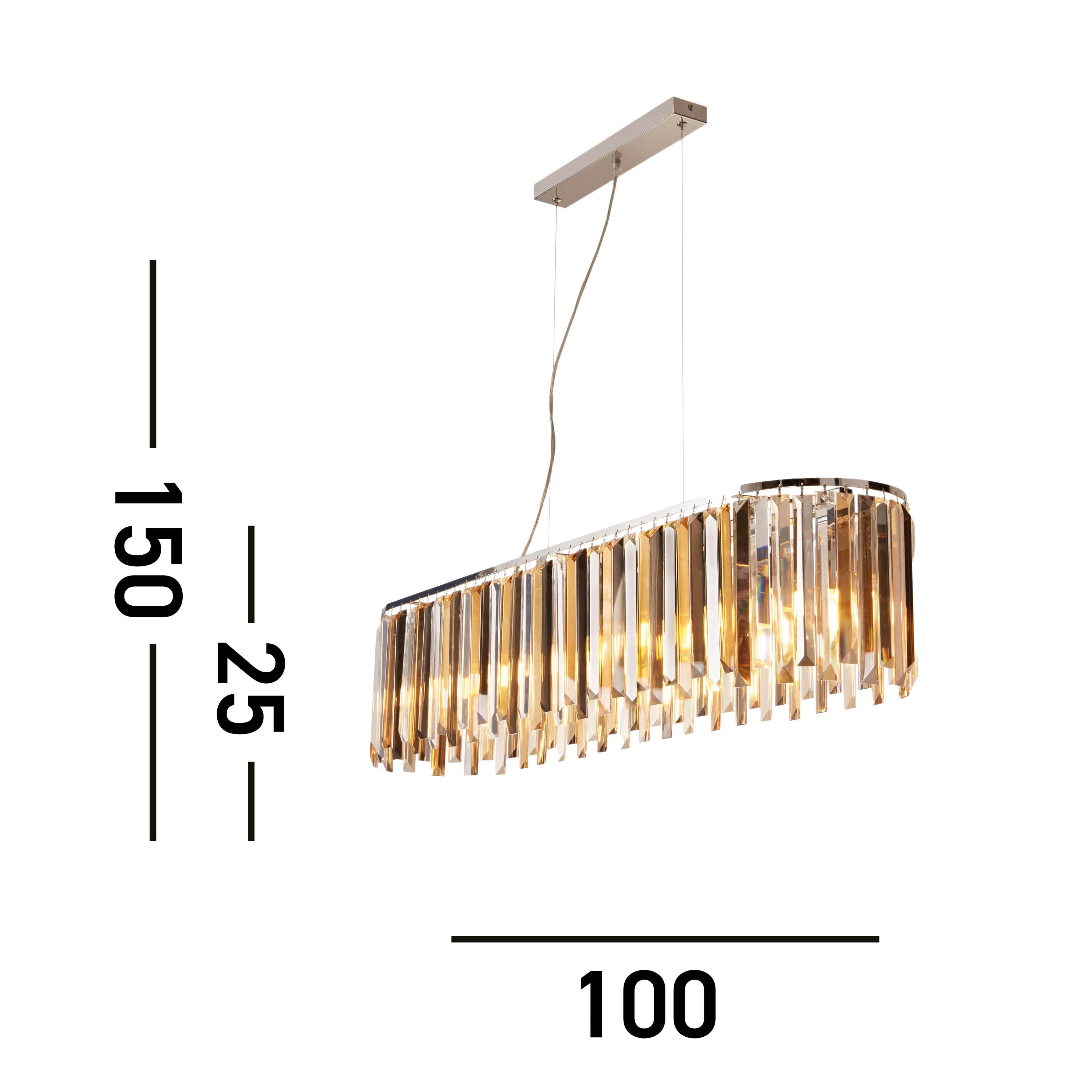 Searchlight Carlingford 8 Light Ceiling Pendant - Chrome & Glass Prisms