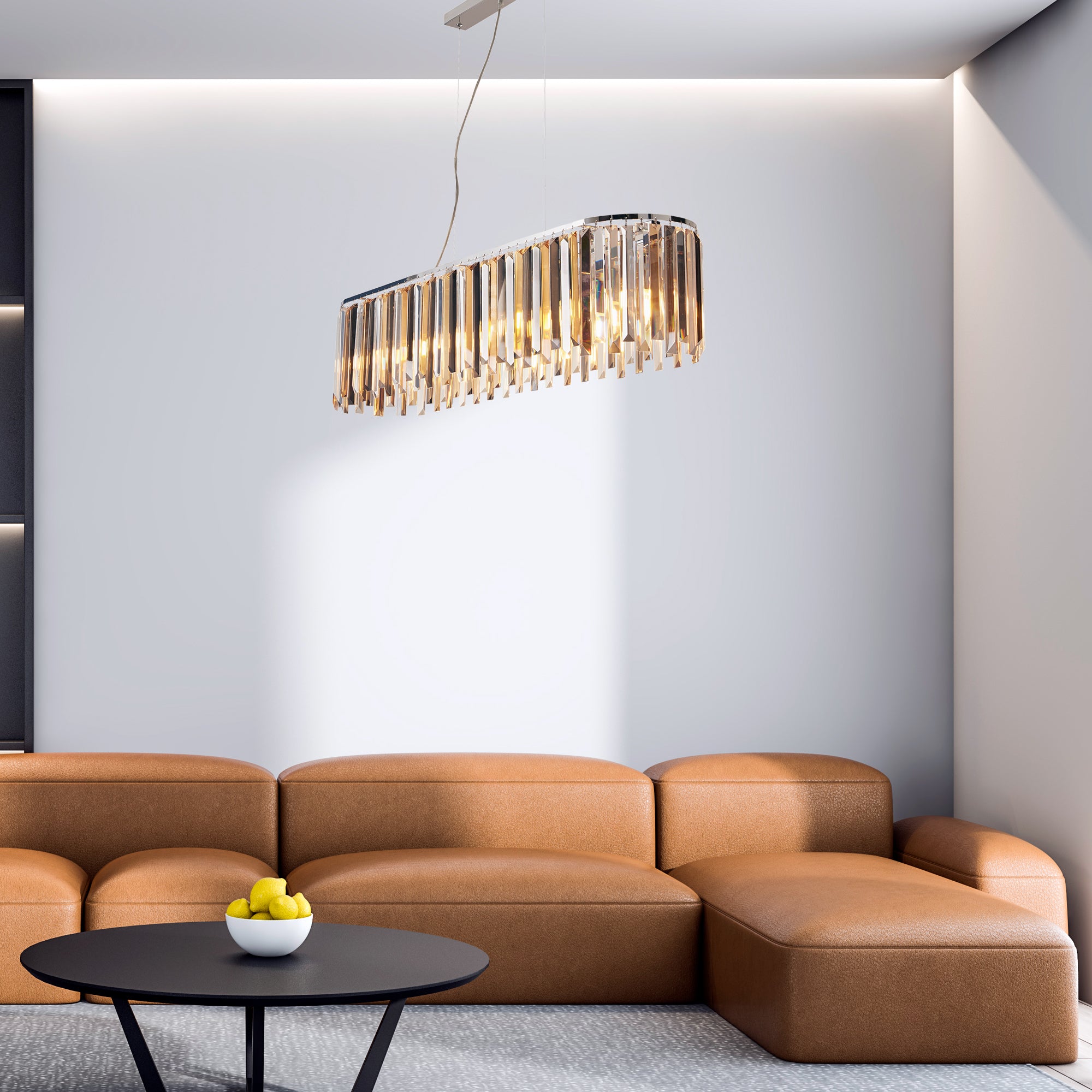 Searchlight Carlingford 8 Light Ceiling Pendant - Chrome & Glass Prisms