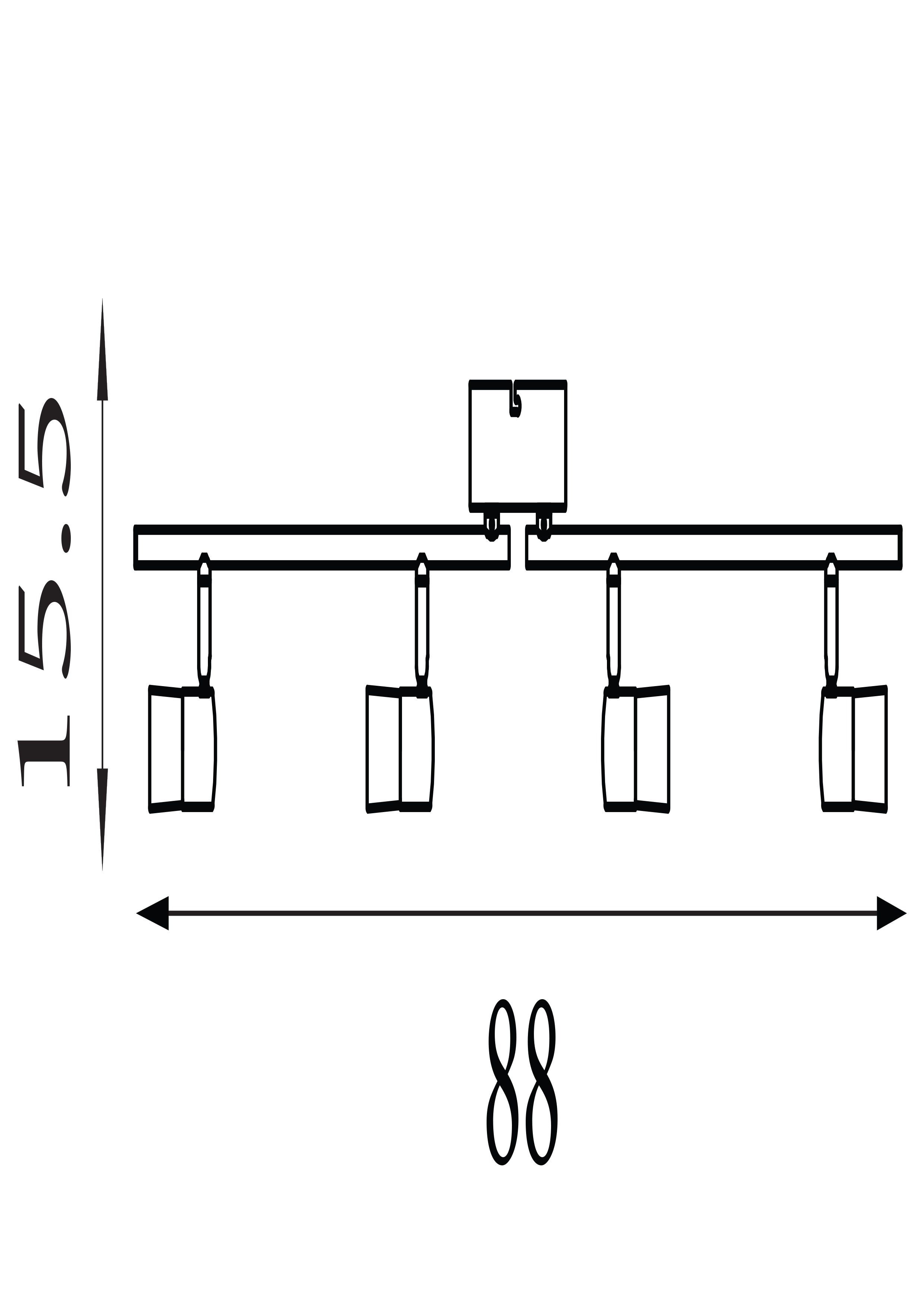 Searchlight Bellamy 4 Light Split Bar Spotlight - Chrome & Clear Glass