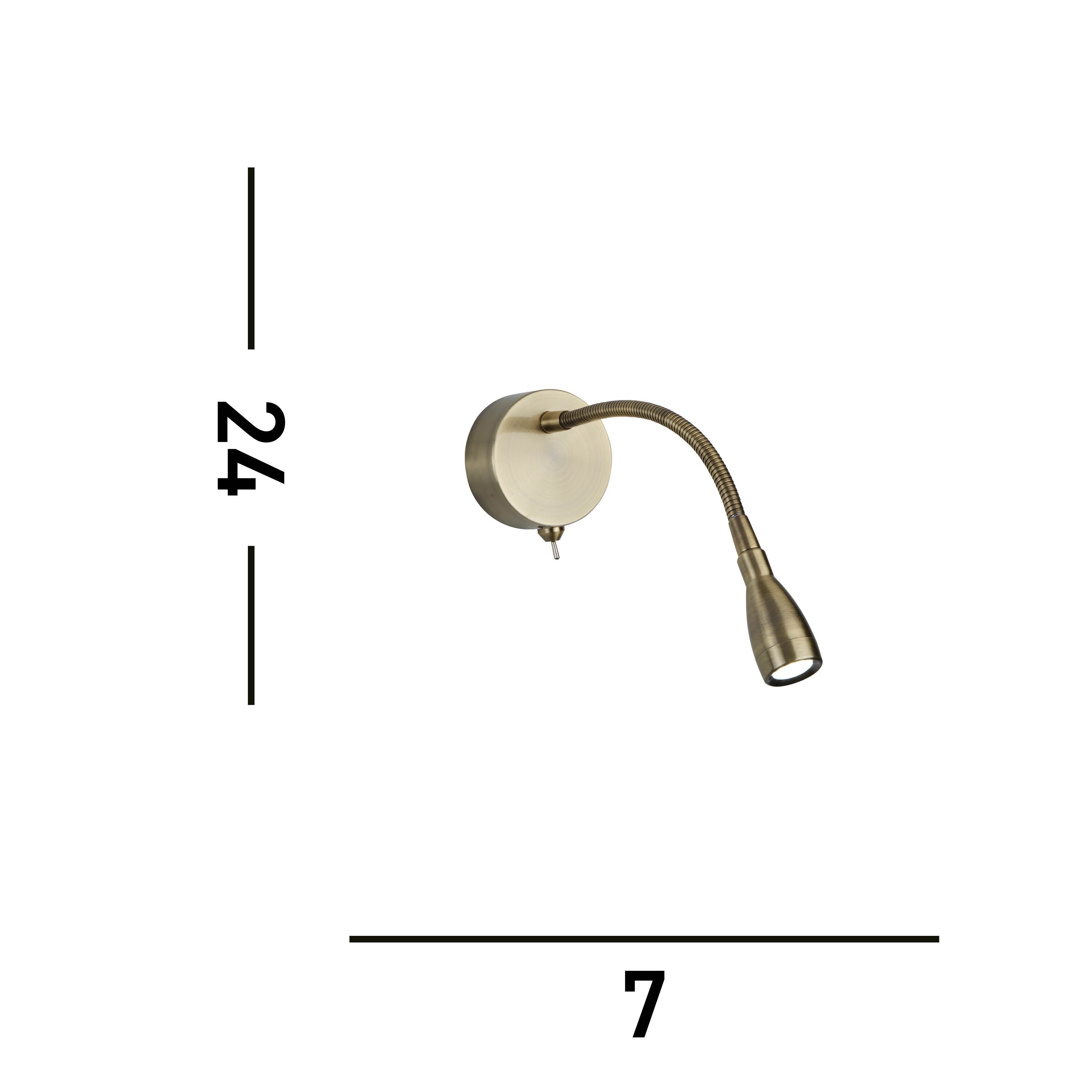 Searchlight Fenton LED Adjustable Wall Light - Antique Brass