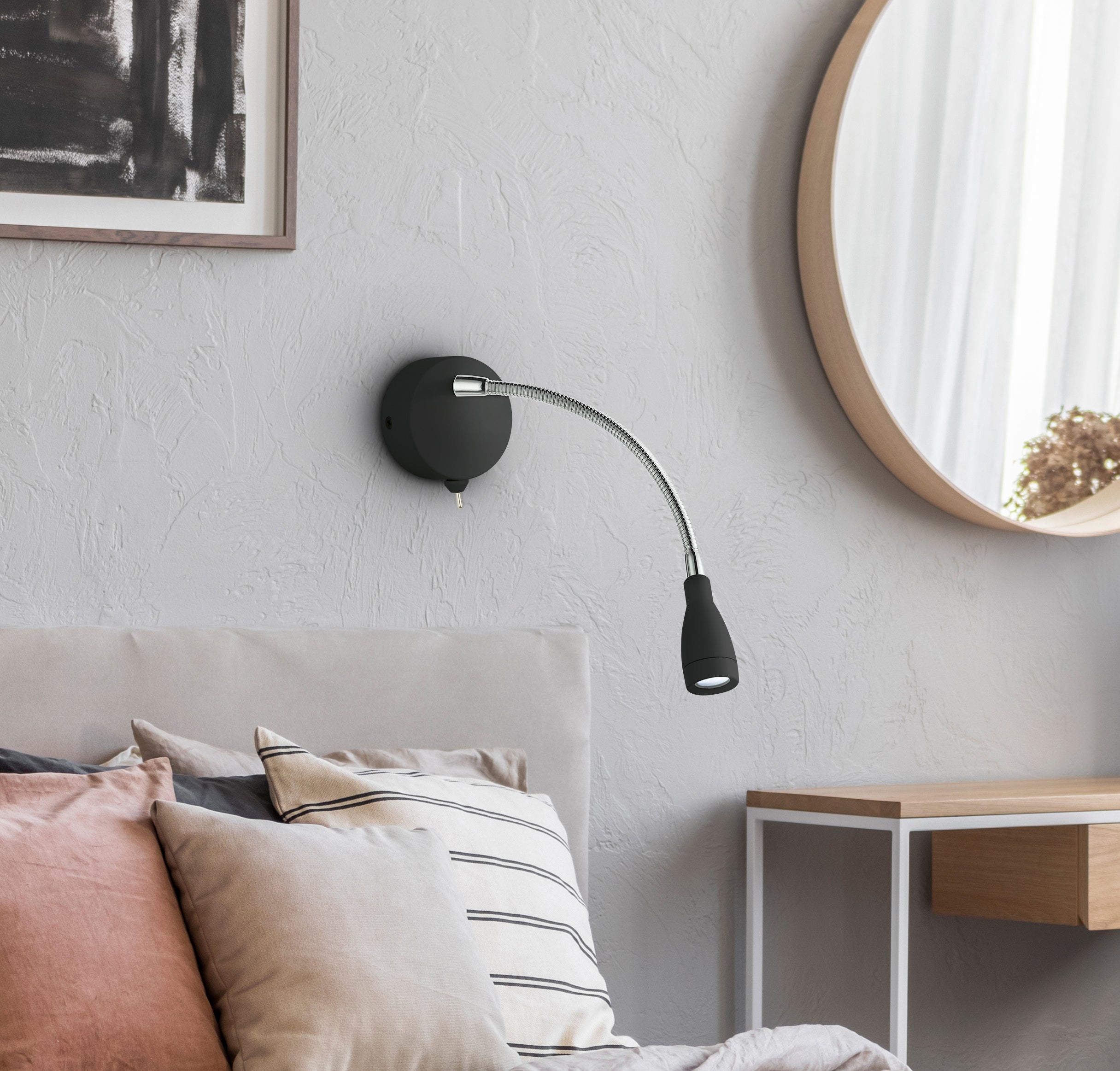 Searchlight Fenton Wall LED Adjustable Wall Light - Black & Chrome