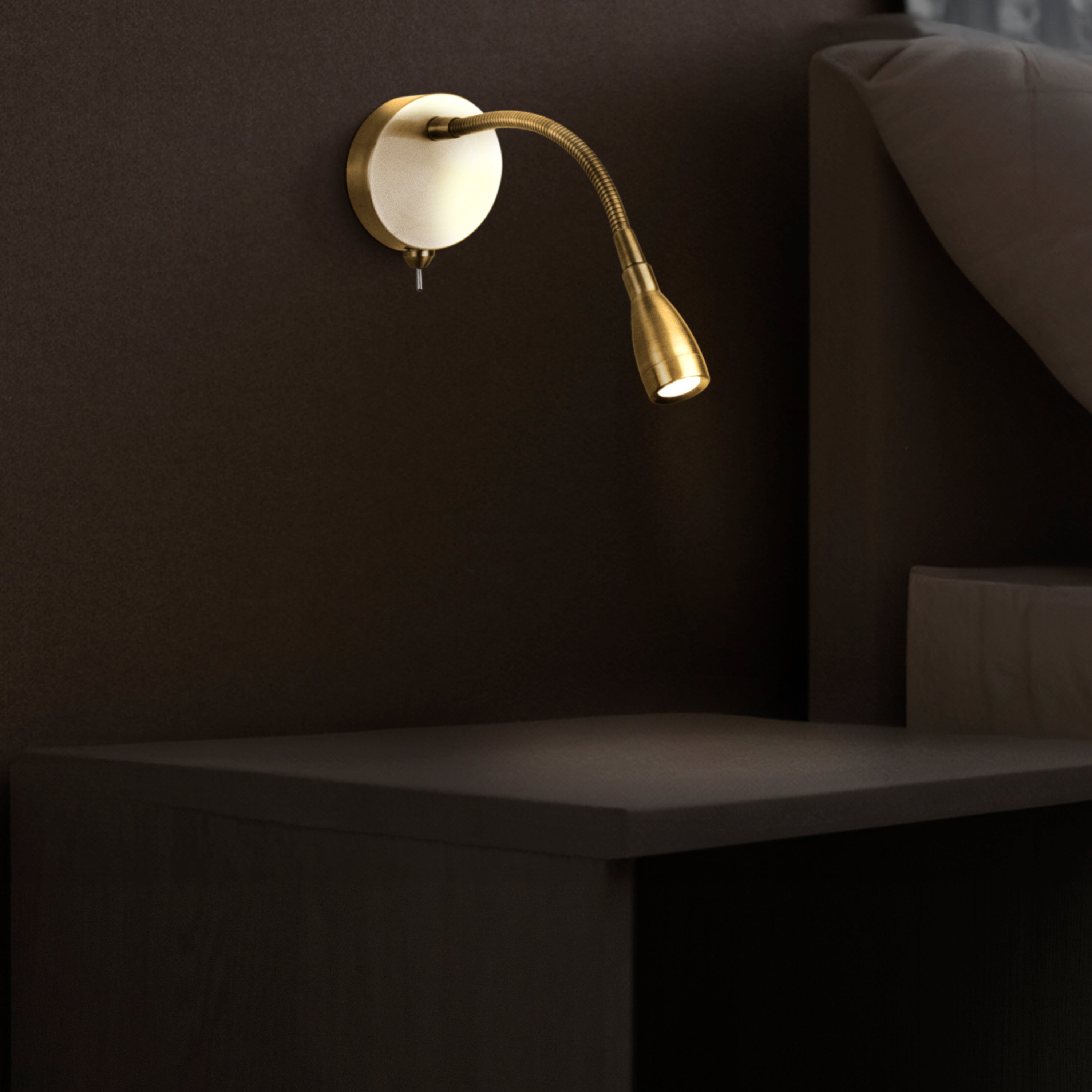 Searchlight Fenton LED Adjustable Wall Light - Satin Brass