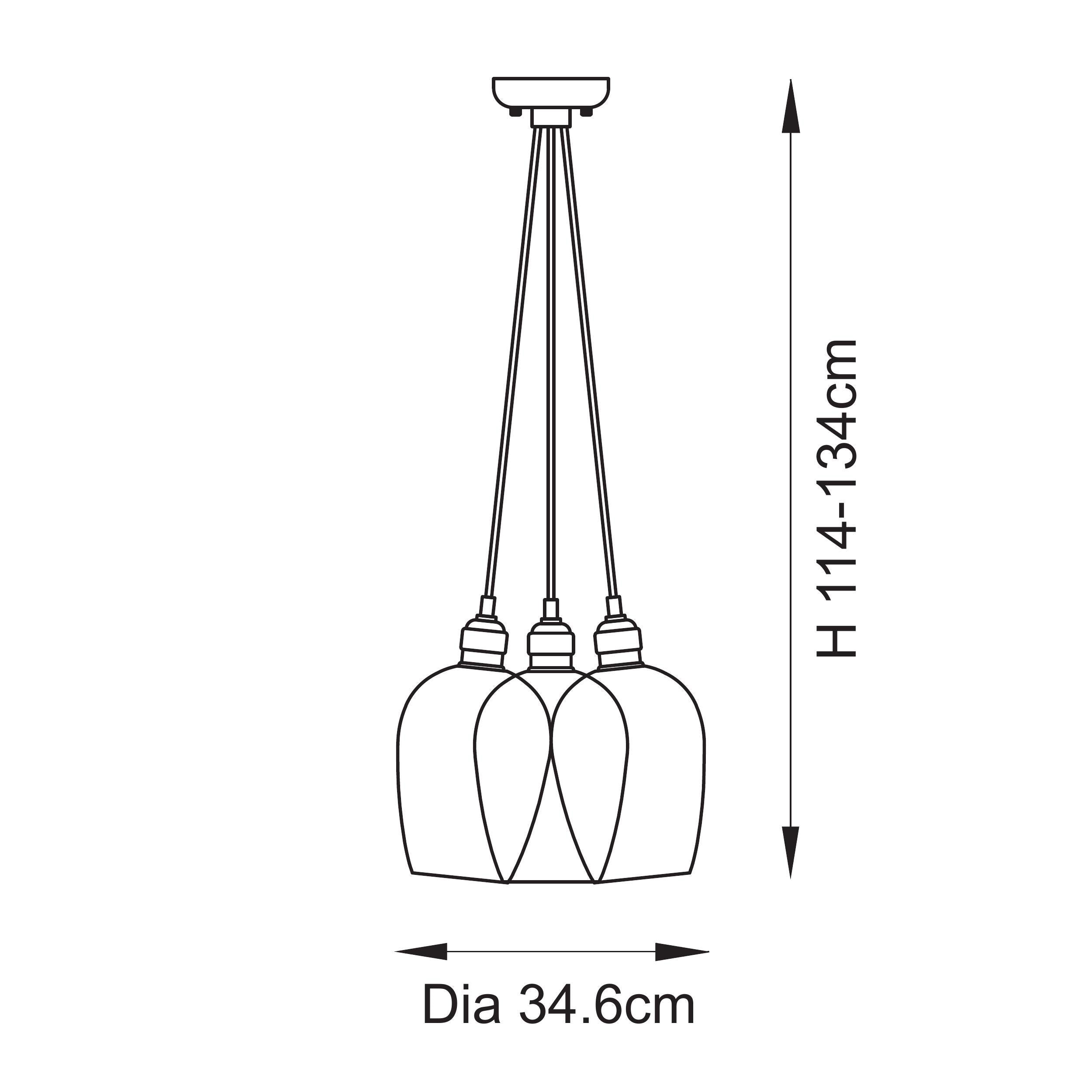 Utopia Finesse 3 Light Cluster Ceiling Pendant - Bright Nickel & Clear Glass