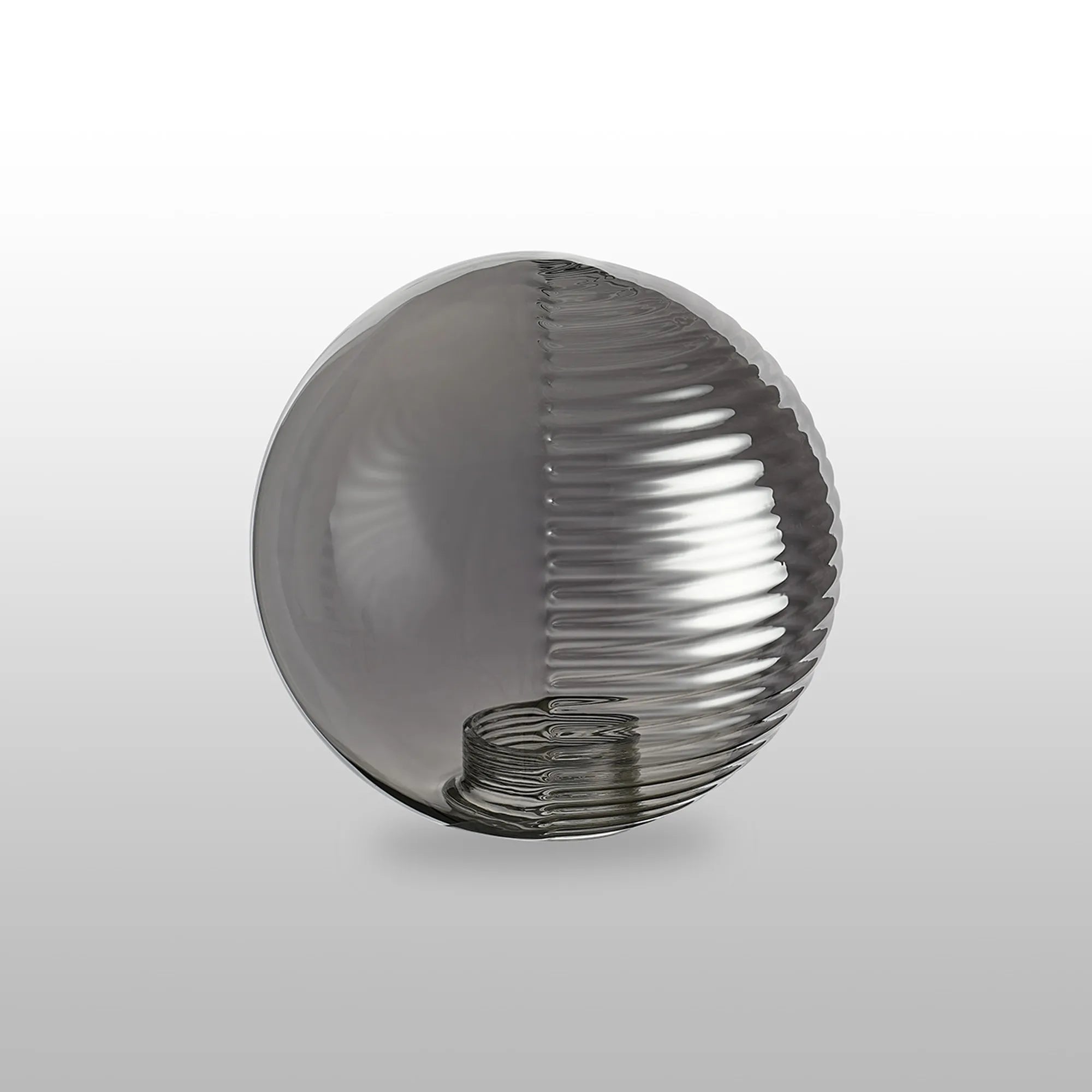 Sycamore 15cm Round Double Textured Smooth & Ribbed Glass Shade - Smoke Plated