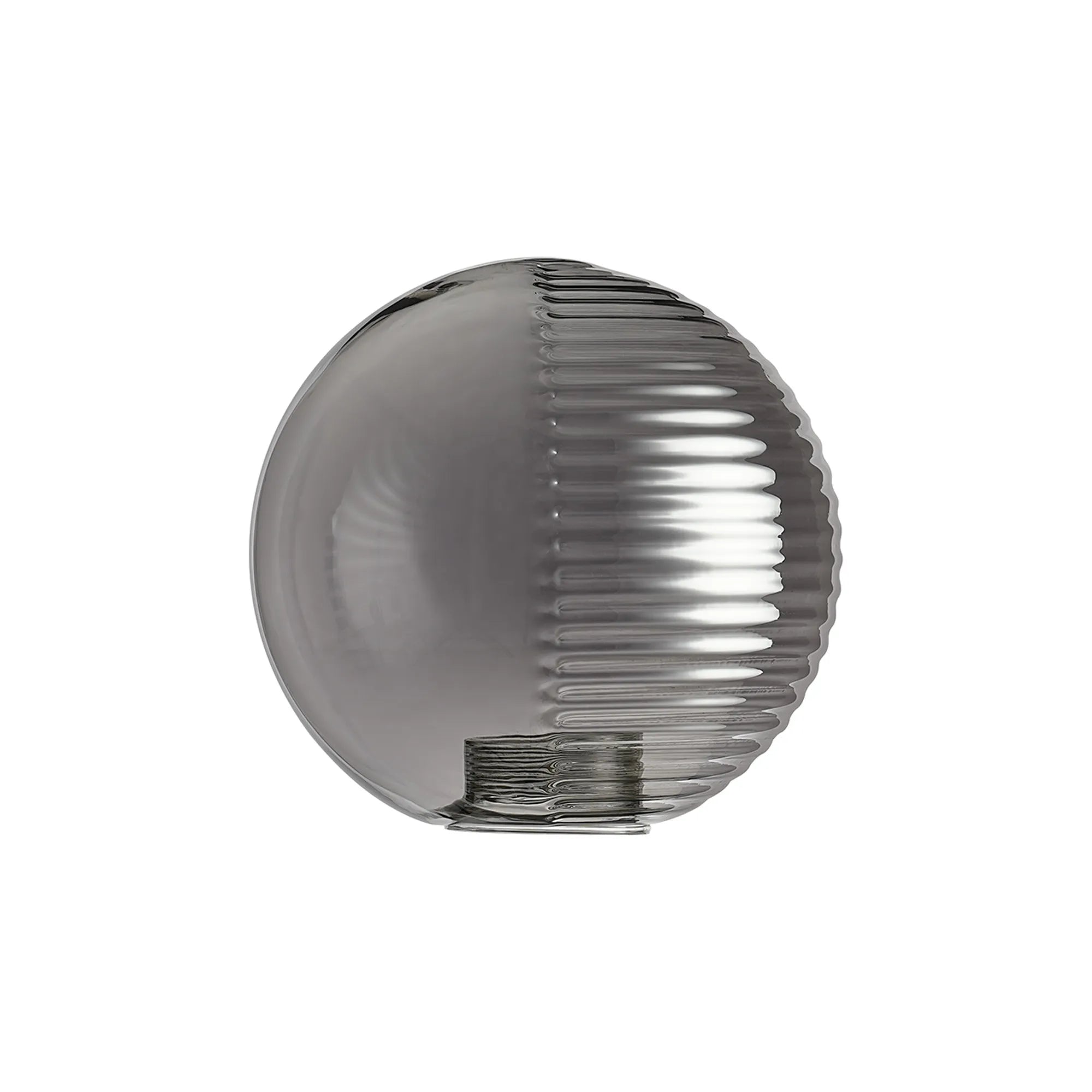 Sycamore 15cm Round Double Textured Smooth & Ribbed Glass Shade - Smoke Plated