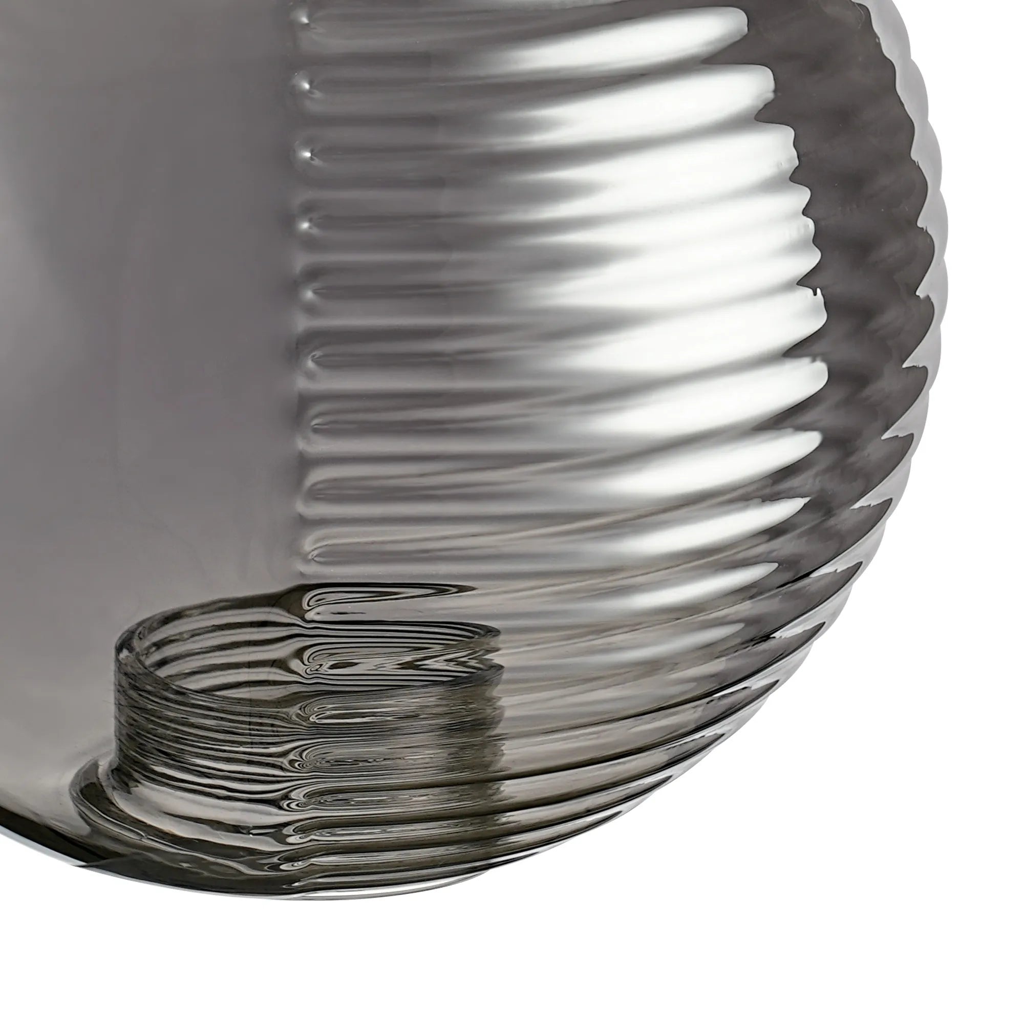 Sycamore 15cm Round Double Textured Smooth & Ribbed Glass Shade - Smoke Plated