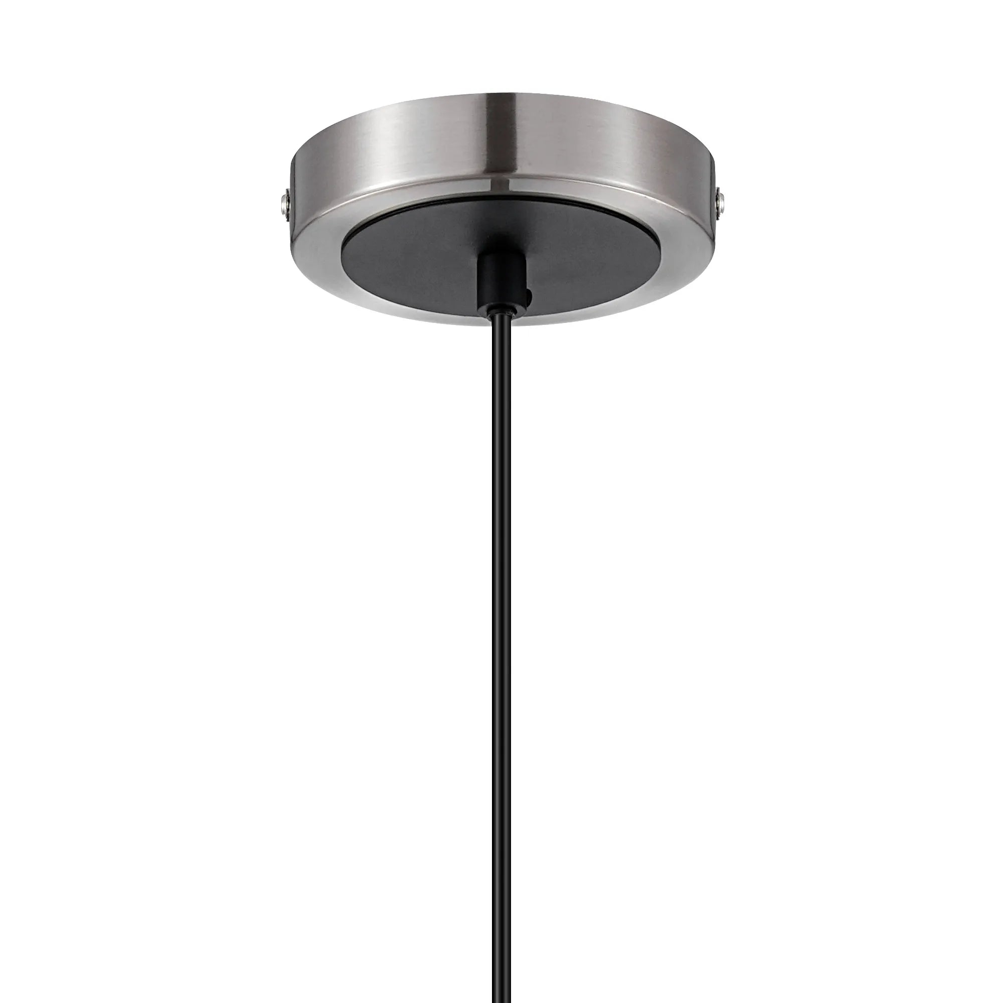 Sycamore Pendant with 15cm Round Glass Shade - Satin Nickel, Clear & Satin Black