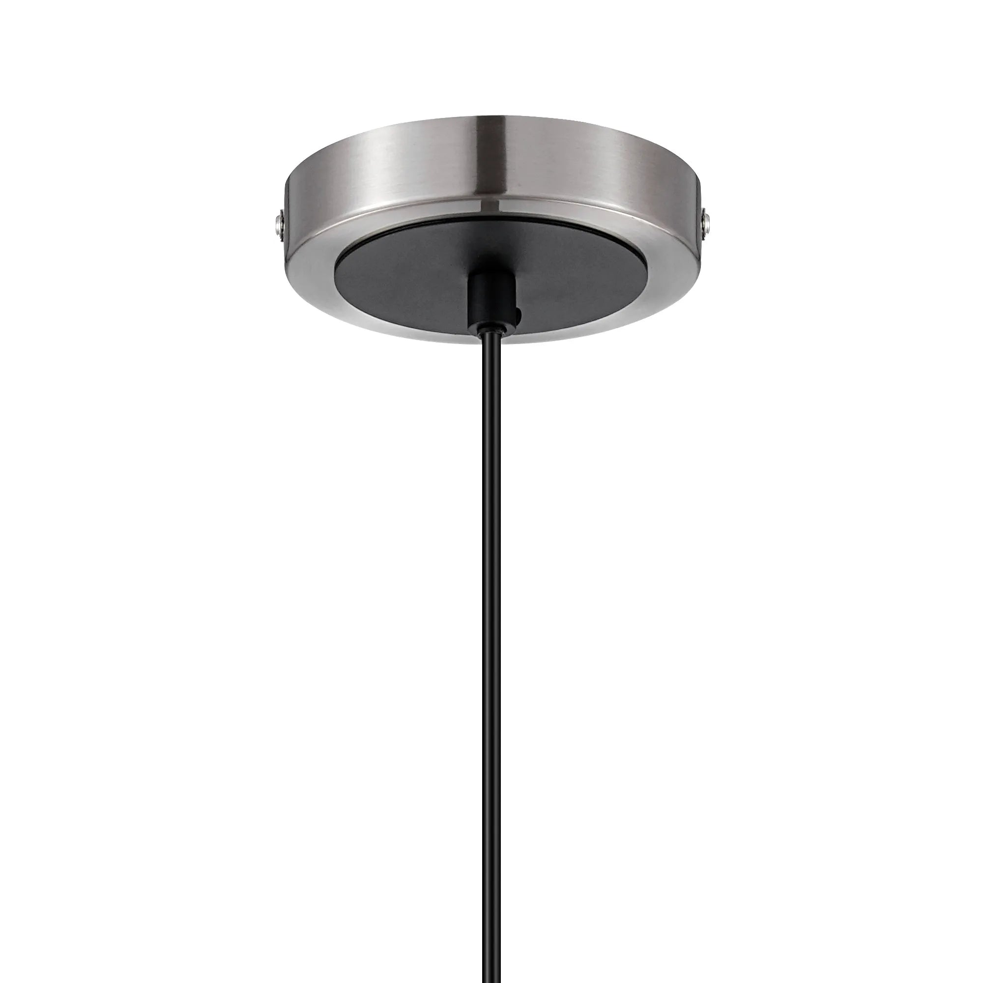 Sycamore Pendant with 15cm Round Textured Crumple Glass Shade - Satin Nickel, Clear & Satin Black