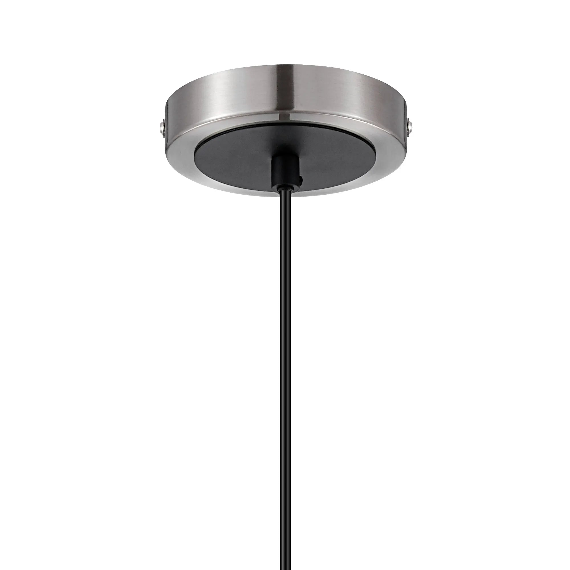 Sycamore Pendant with 15cm Round Dimpled Glass Shade - Satin Nickel, Clear & Satin Black