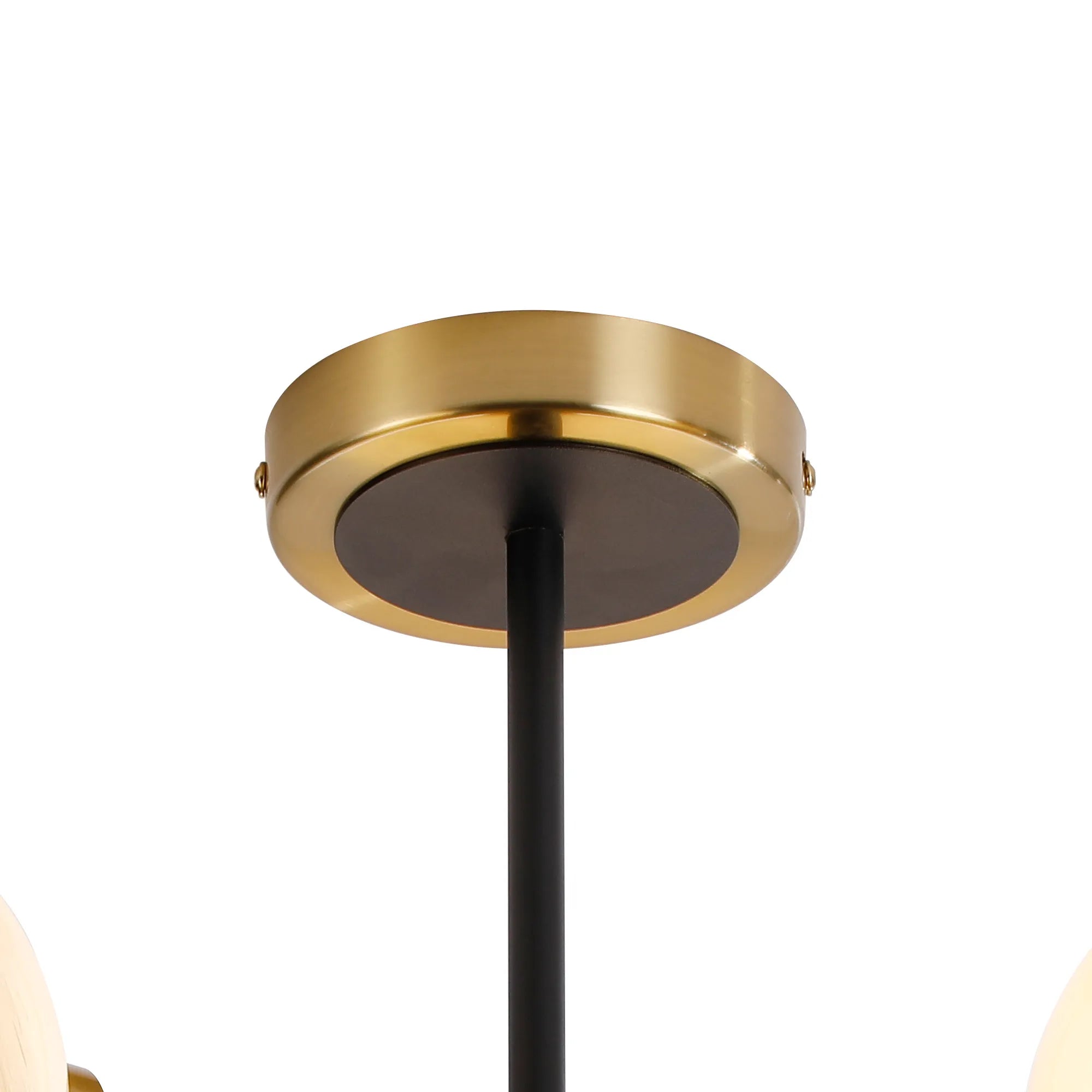 Sycamore Semi Ceiliing 3 Light with 15cm Round Marble Effect Glass Shade - Brass, White & Satin Black