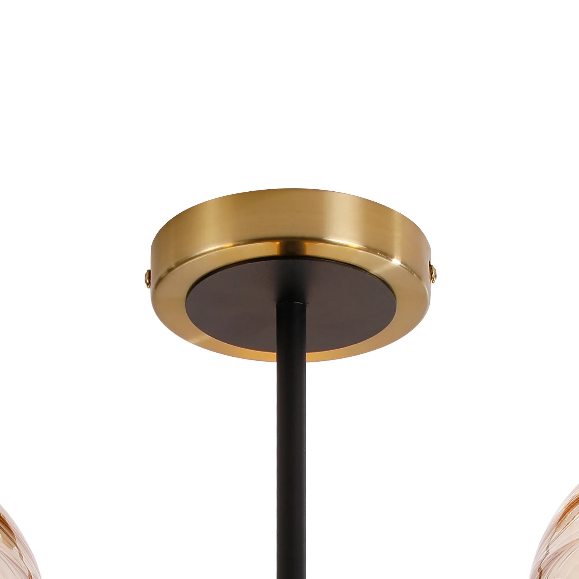 Sycamore Semi Ceiliing 3 Light with 15cm Round Segment Glass Shade - Brass, Amber Plated & Satin Black
