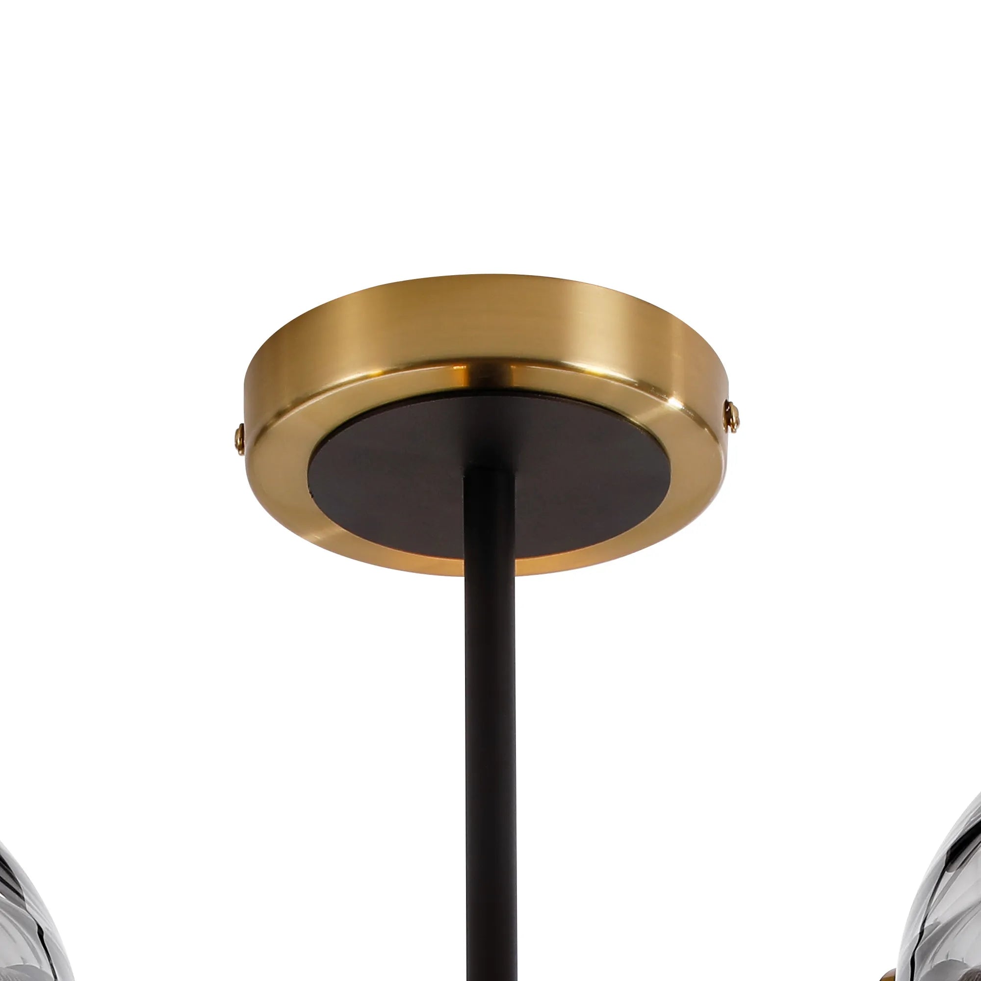 Sycamore Semi Ceiliing 3 Light with 15cm Round Segment Glass Shade - Brass, Smoke Plated & Satin Black